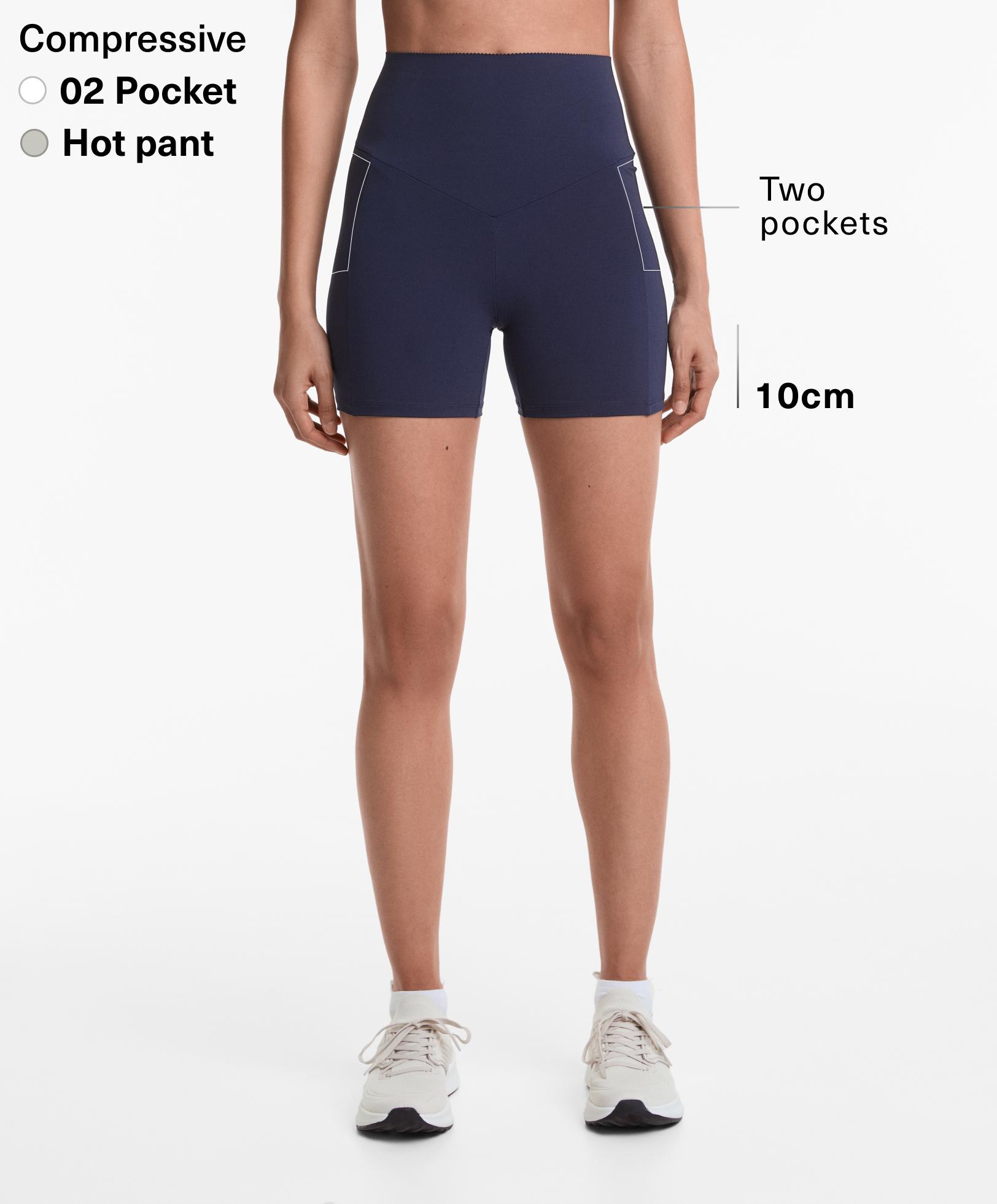 10cm Compressive pocket high rise hot pants