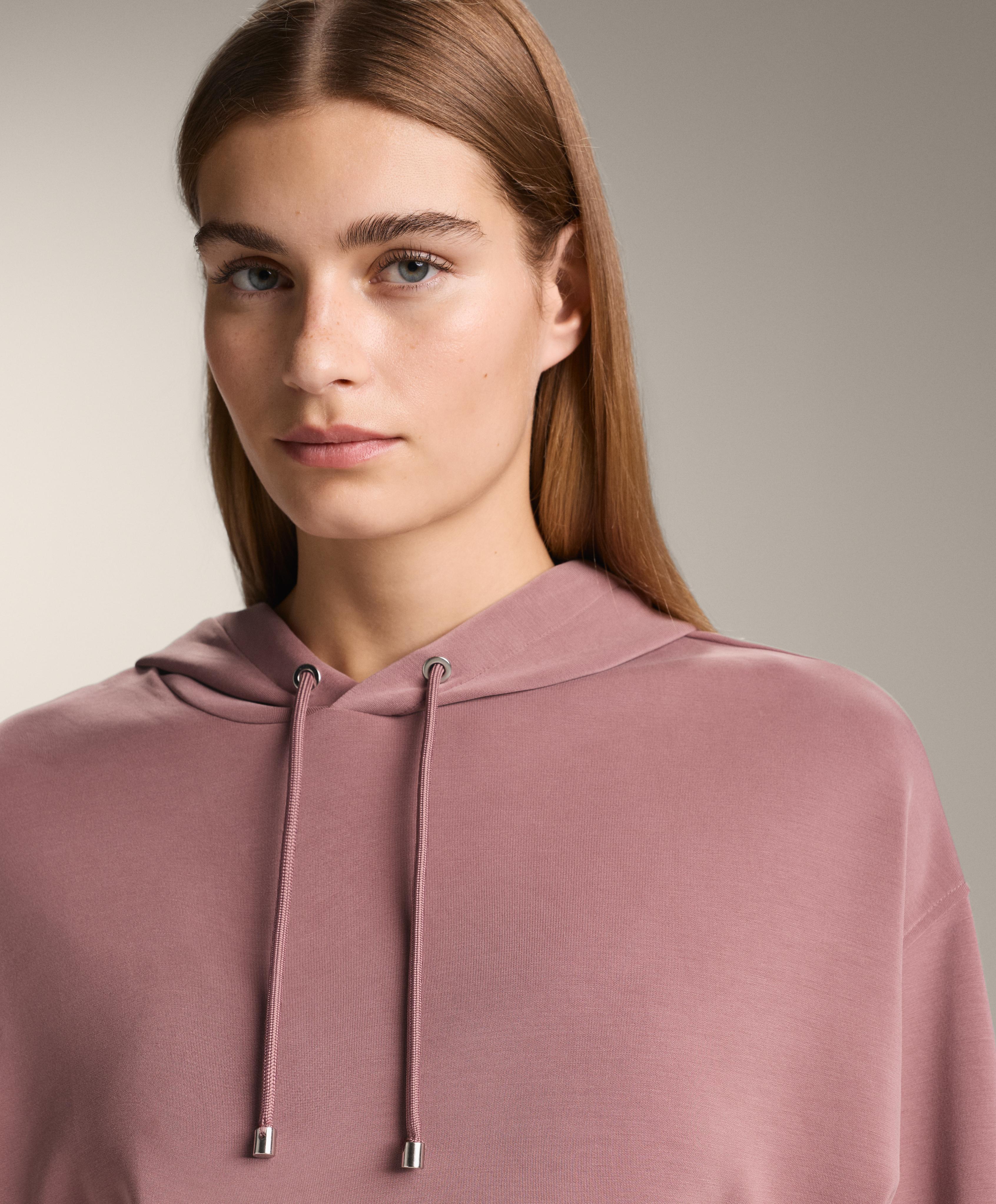 Boxy hooded sweatshirt with modal — PINK-MAUVE