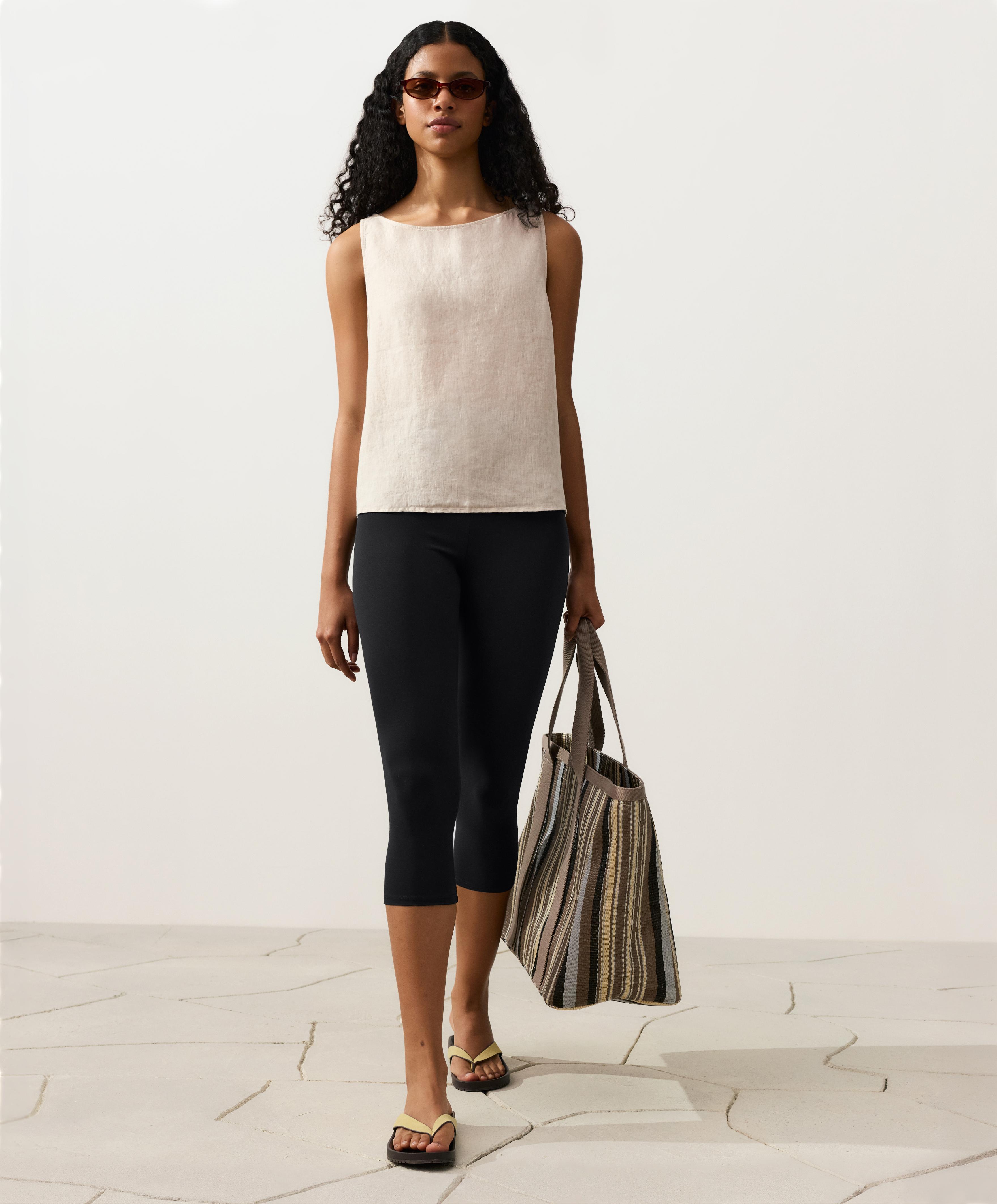 100% linen boxy top — SAND MELANGE