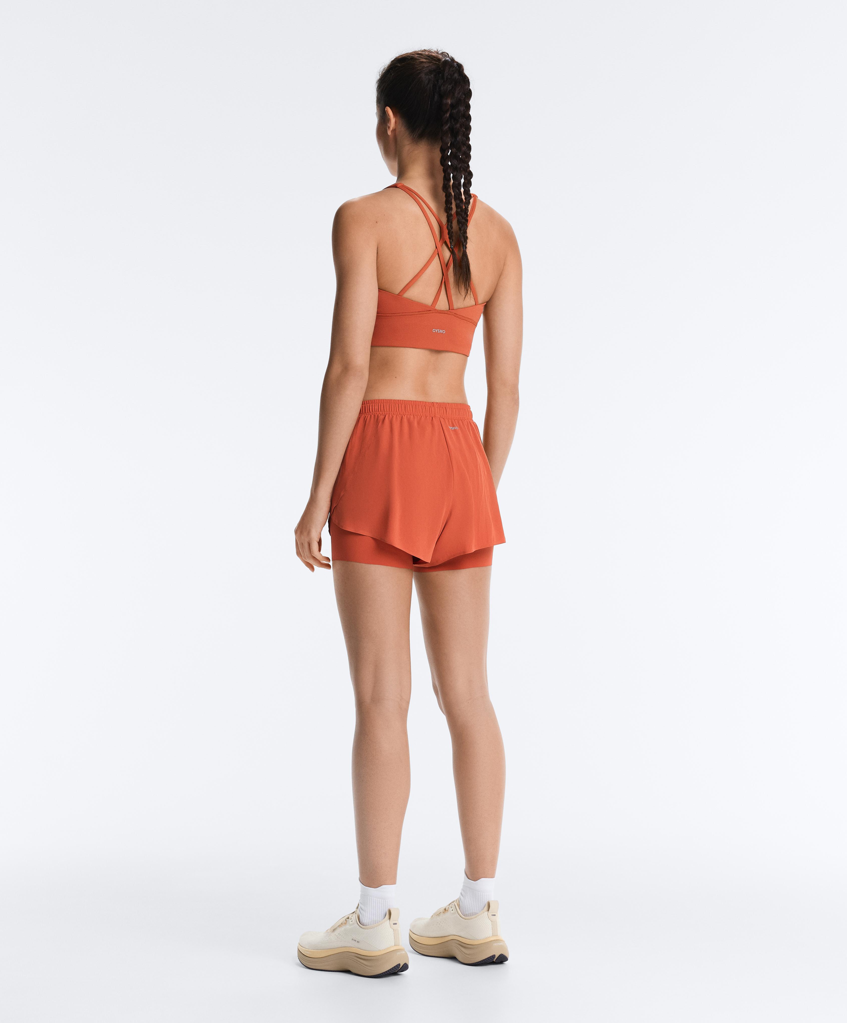 Light Touch 2-in-1 mid-rise shorts — TERRACOTTA