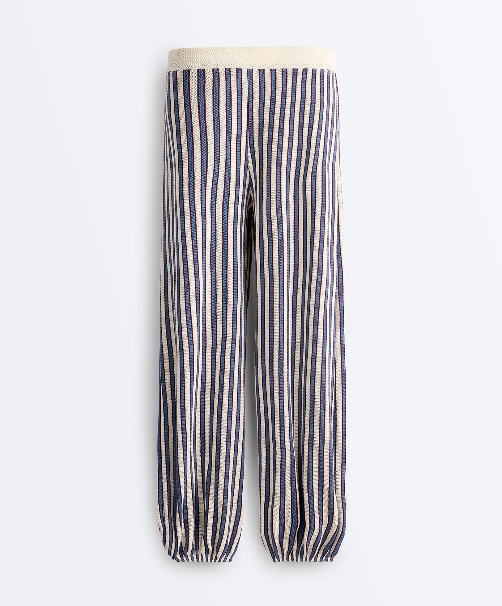 Striped cotton knit bloomer trousers — LAVENDER BLUE