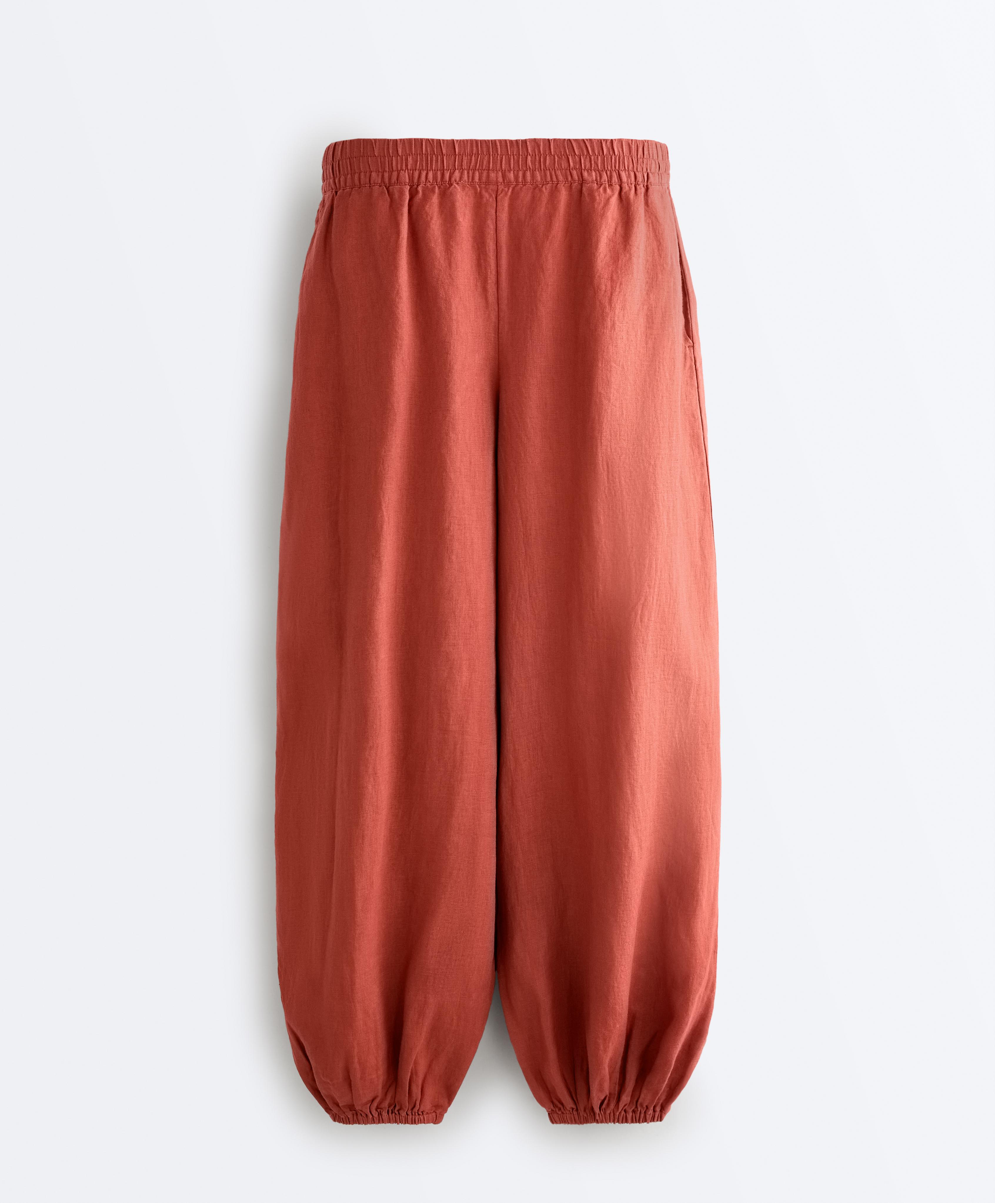100% linen bloomer trousers — TEA RED
