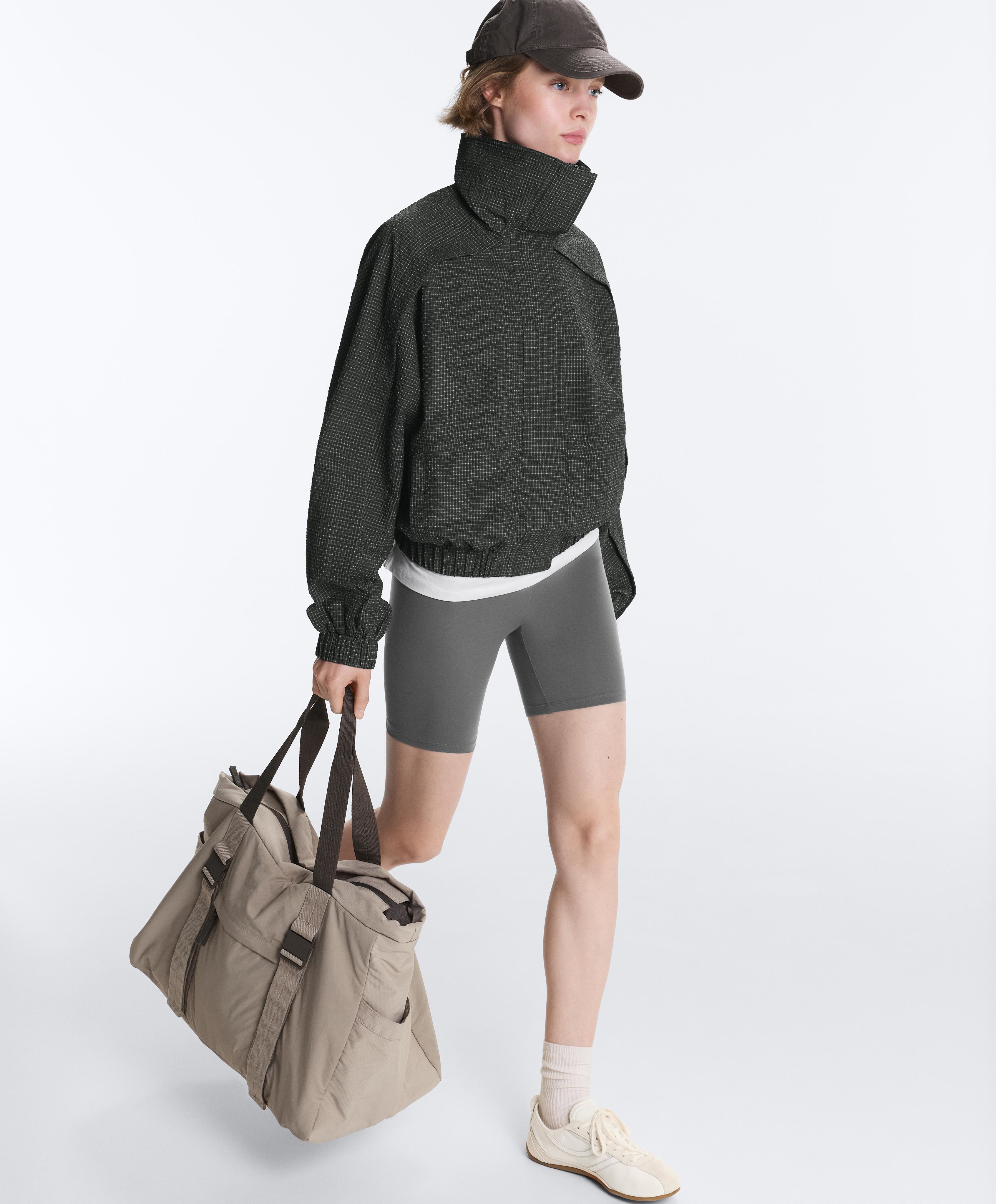 Water-repellent checked nylon track jacket — BLACK