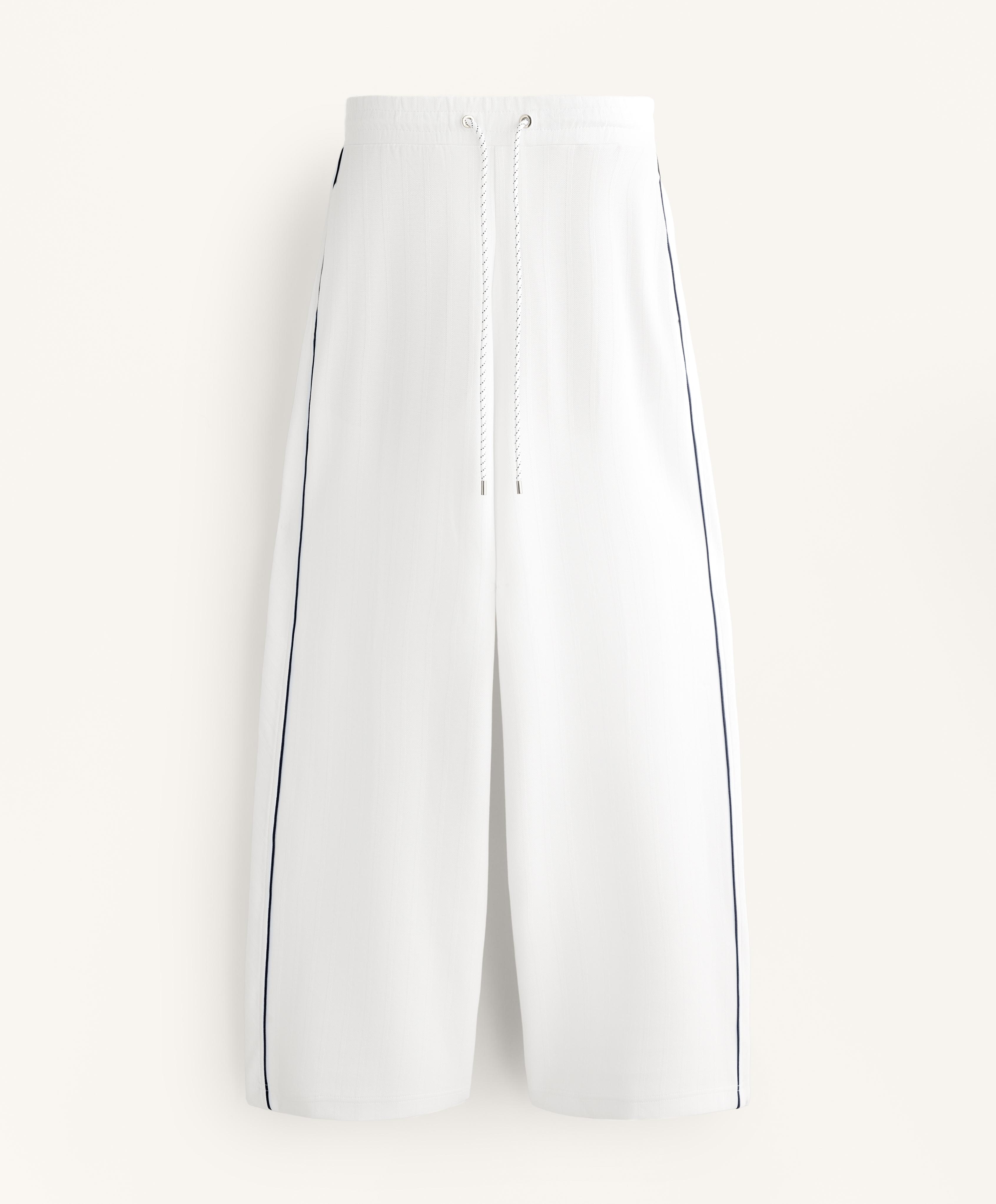 Piqué trousers with side piping and cotton — WHITE 