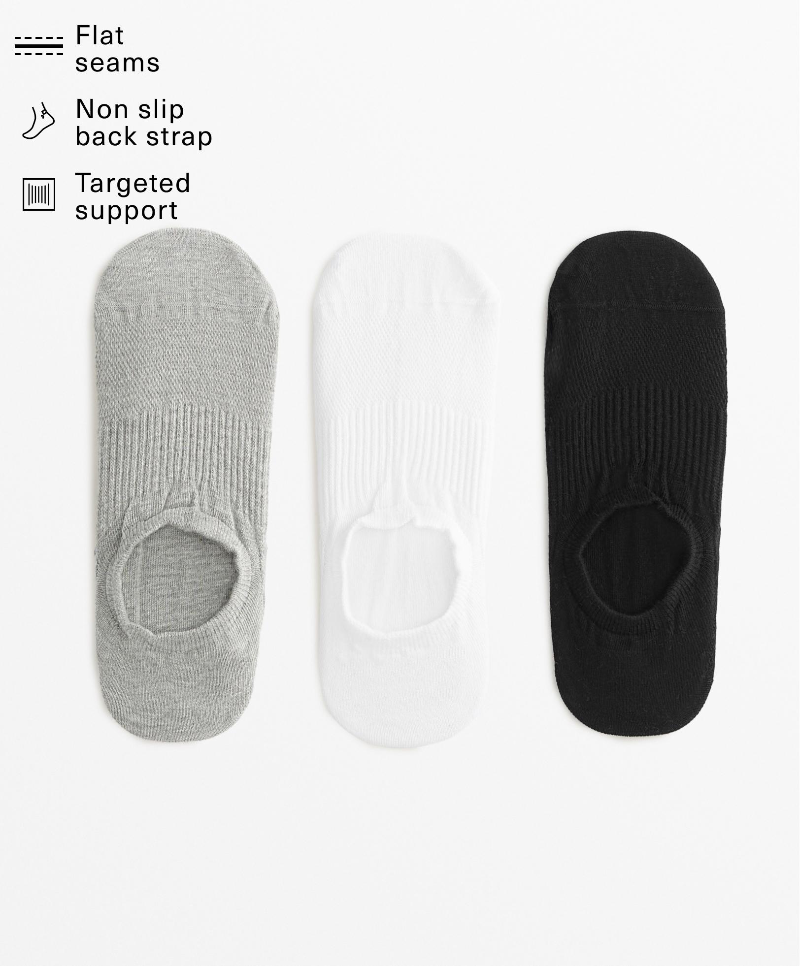 3 pairs of high cut invisible socks with cotton