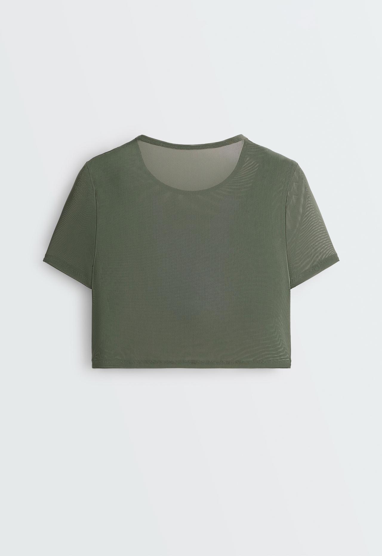Evermove short-sleeved overlay tank top — KHAKI