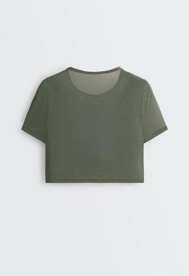 Evermove short-sleeved overlay tank top — KHAKI 8
