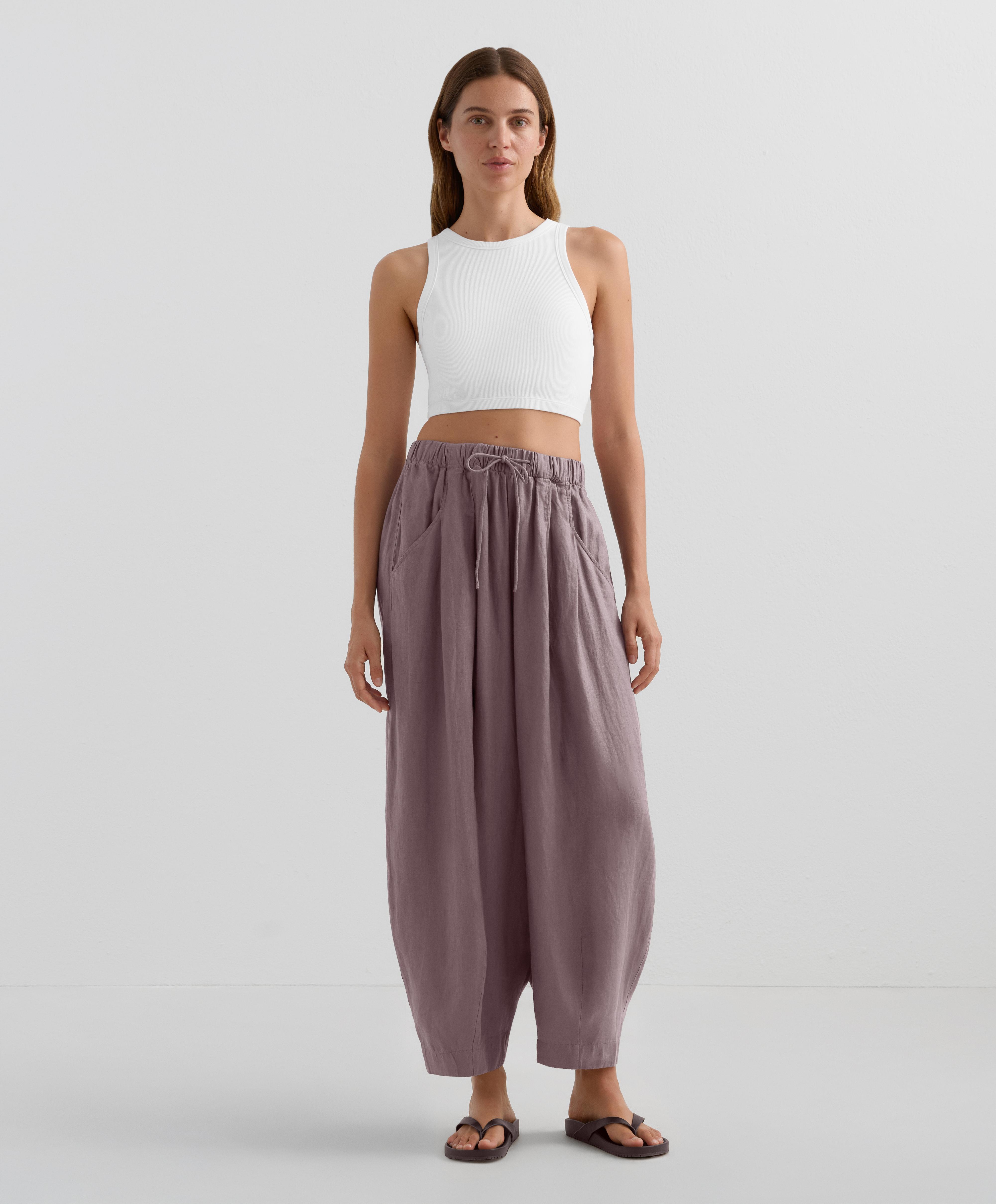 100% linen balloon trousers — DUSTY LILAC