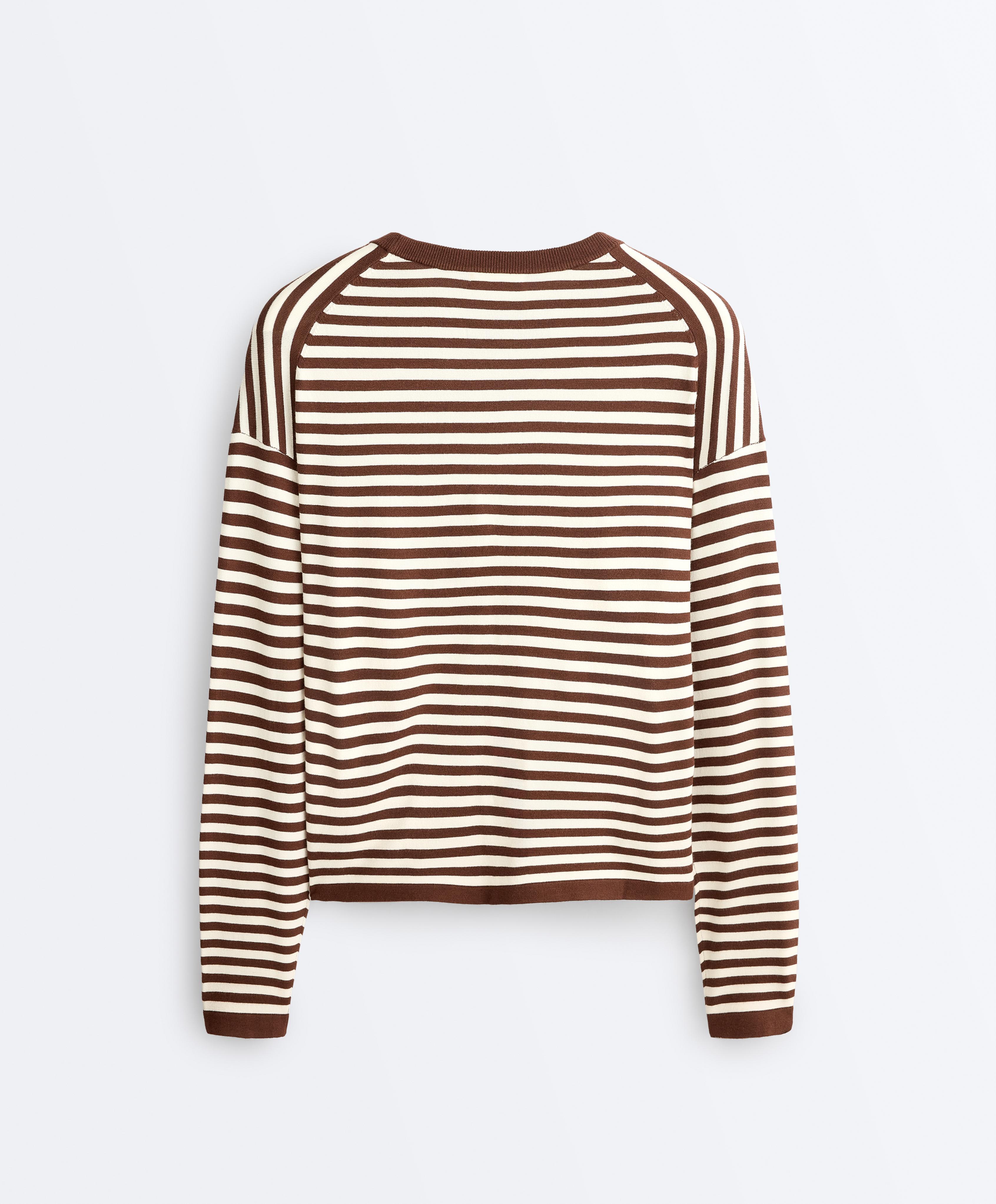 Striped long-sleeved jumper — PALE ECRU