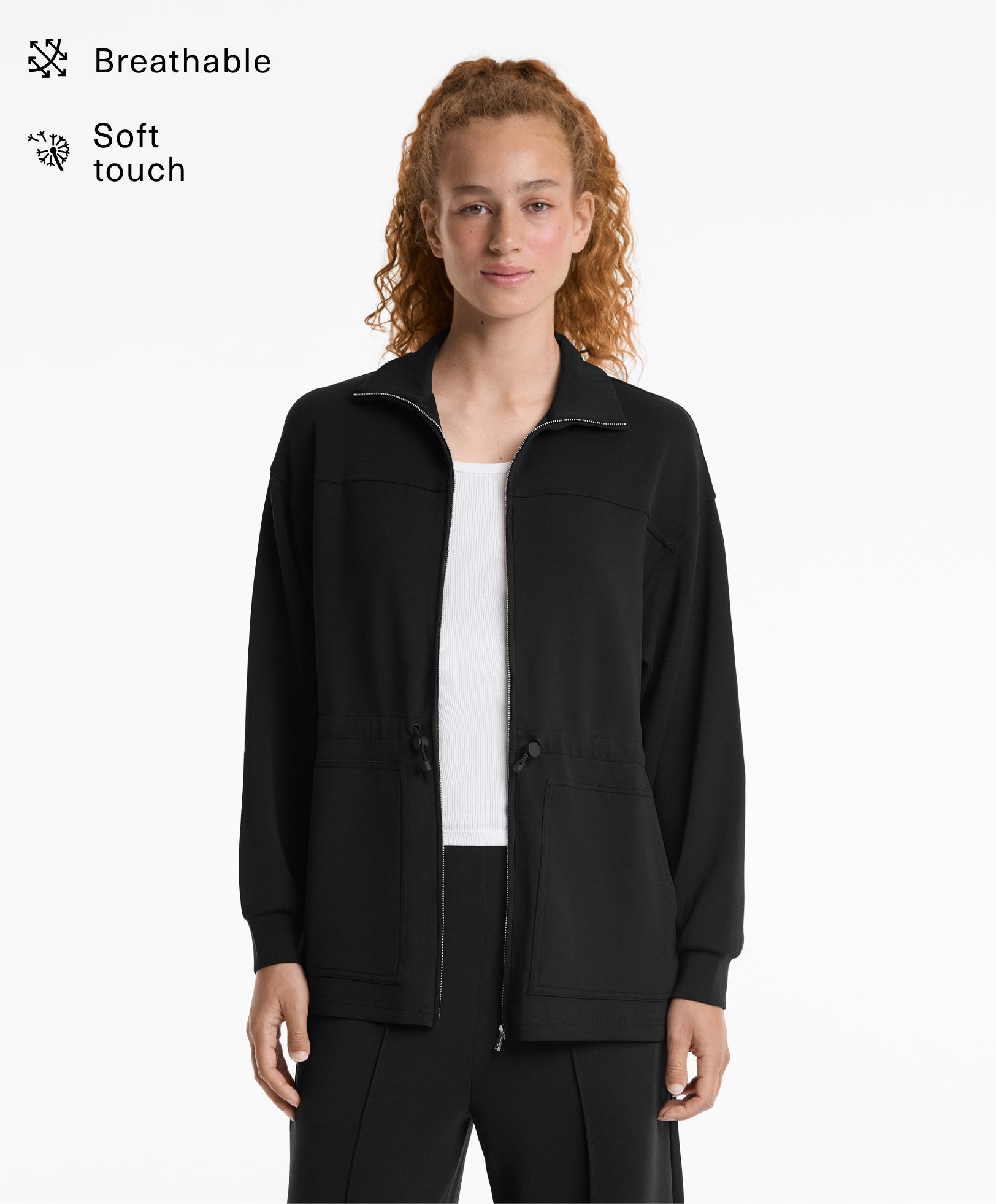 Long soft-touch jacket with modal and pockets Long soft-touch jacket with modal and pockets