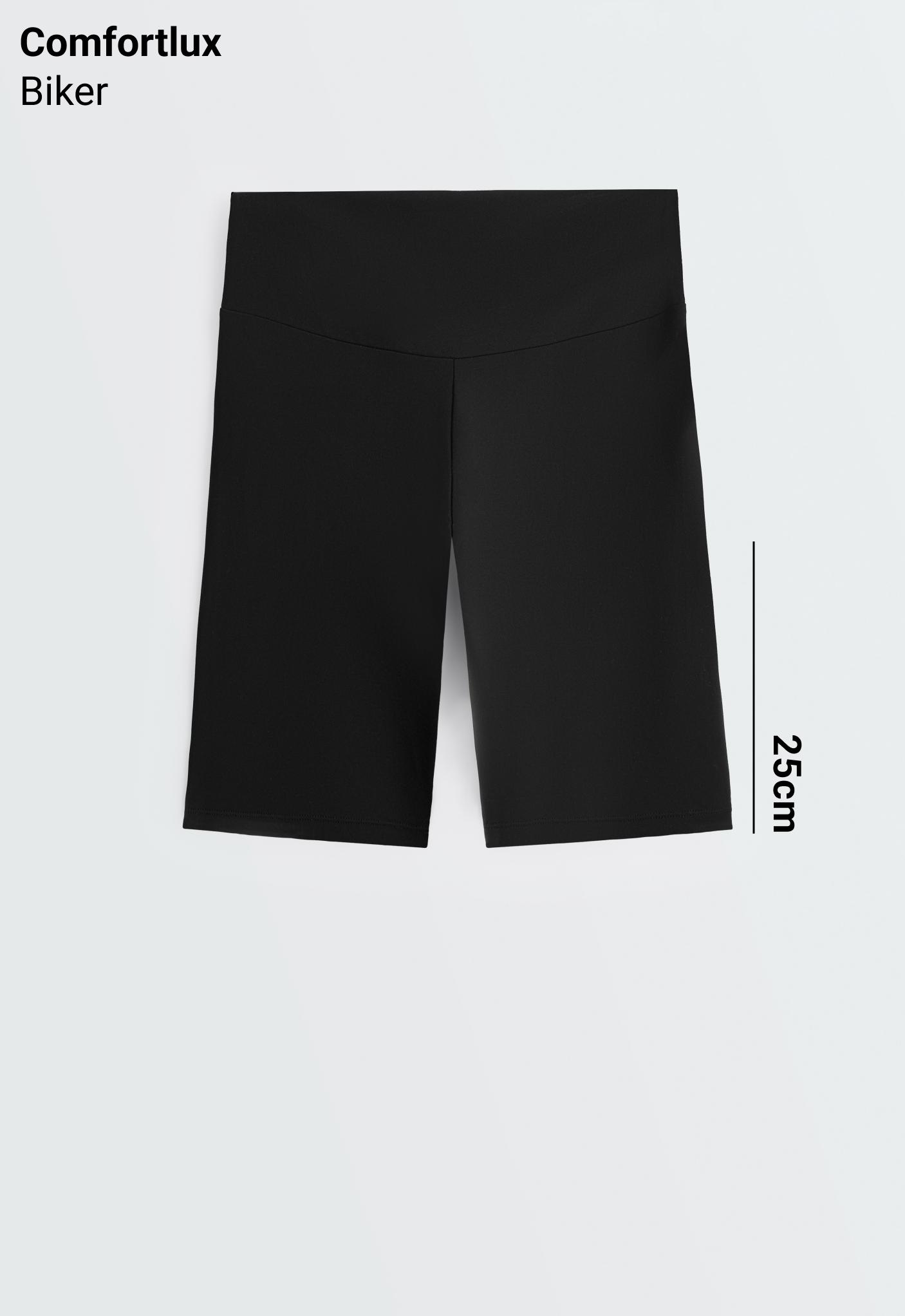 Comfortlux high-waisted 25cm biker leggings — BLACK