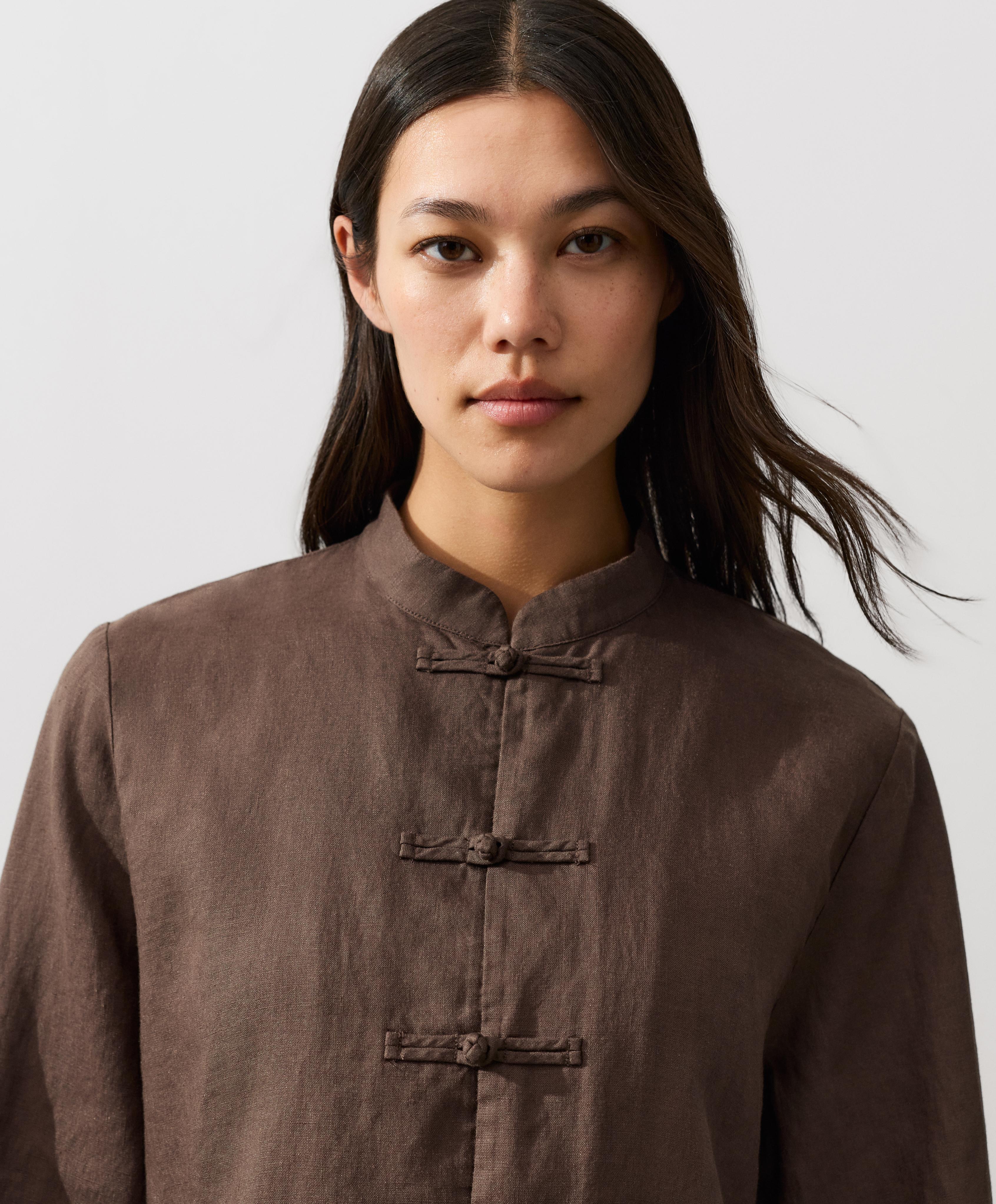 Veste col mao boutonnée 100 % lin Veste col mao boutonnée 100 % lin