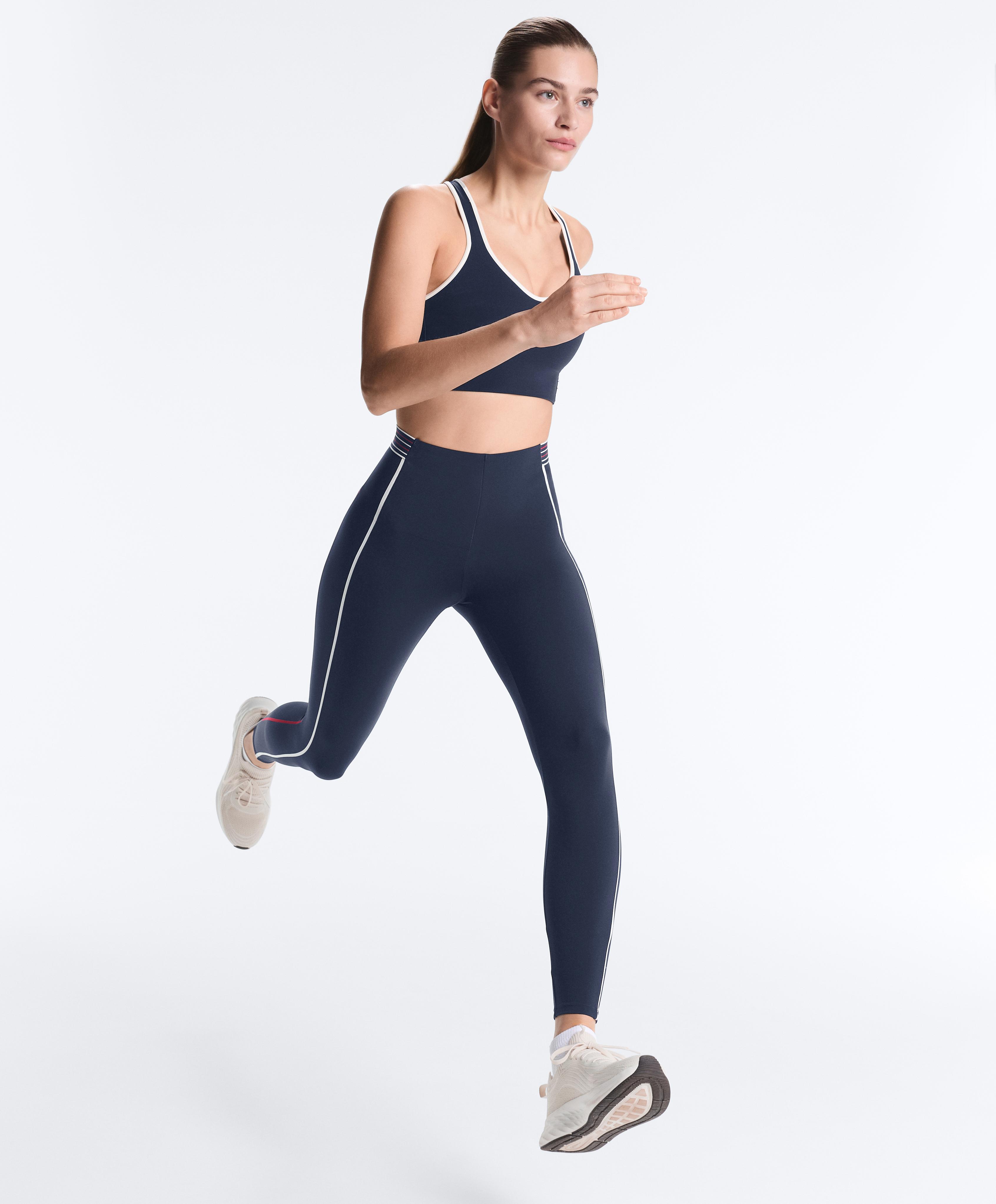 High-rise Compressive core control 65 cm ankle-length leggings — NAVY BLUE