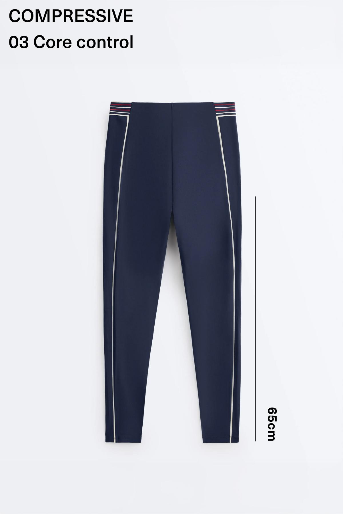 High-rise Compressive core control 65 cm ankle-length leggings — NAVY BLUE