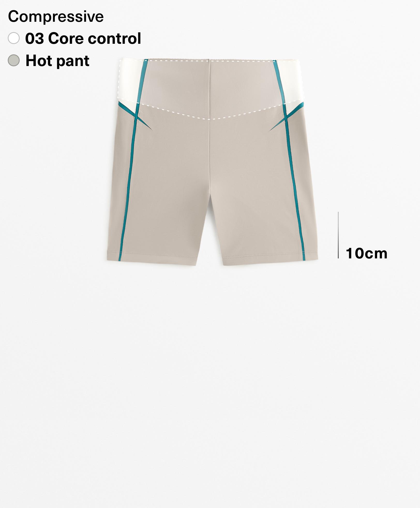 Compressive core control lines high rise 10cm hot pants