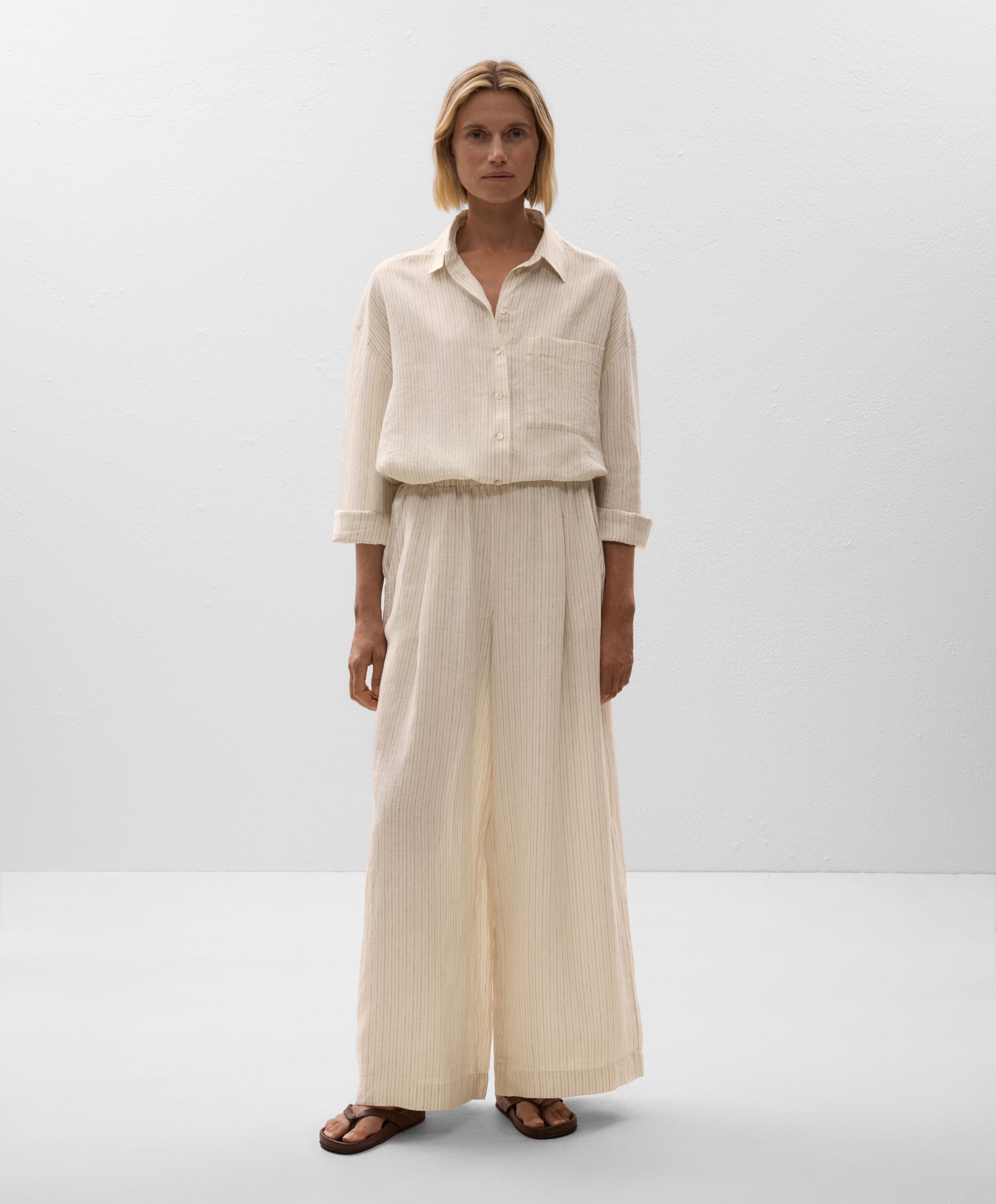 Striped 100% linen relaxed shirt - Sale Striped 100% linen relaxed shirt - Sale