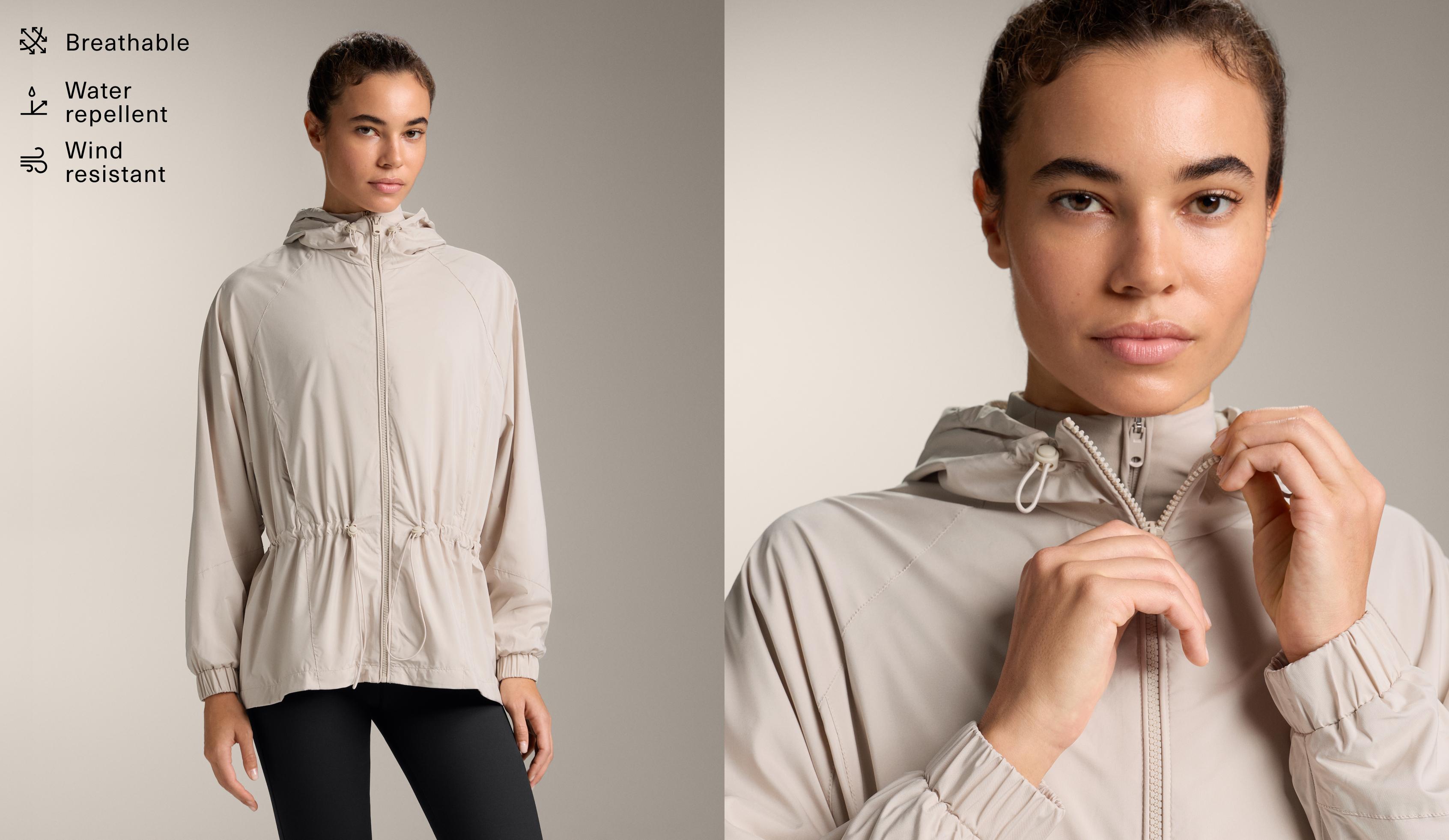 جاكيت واقٍ من الريح طويل وصاد للماء جاكيت واقٍ من الريح طويل وصاد للماء