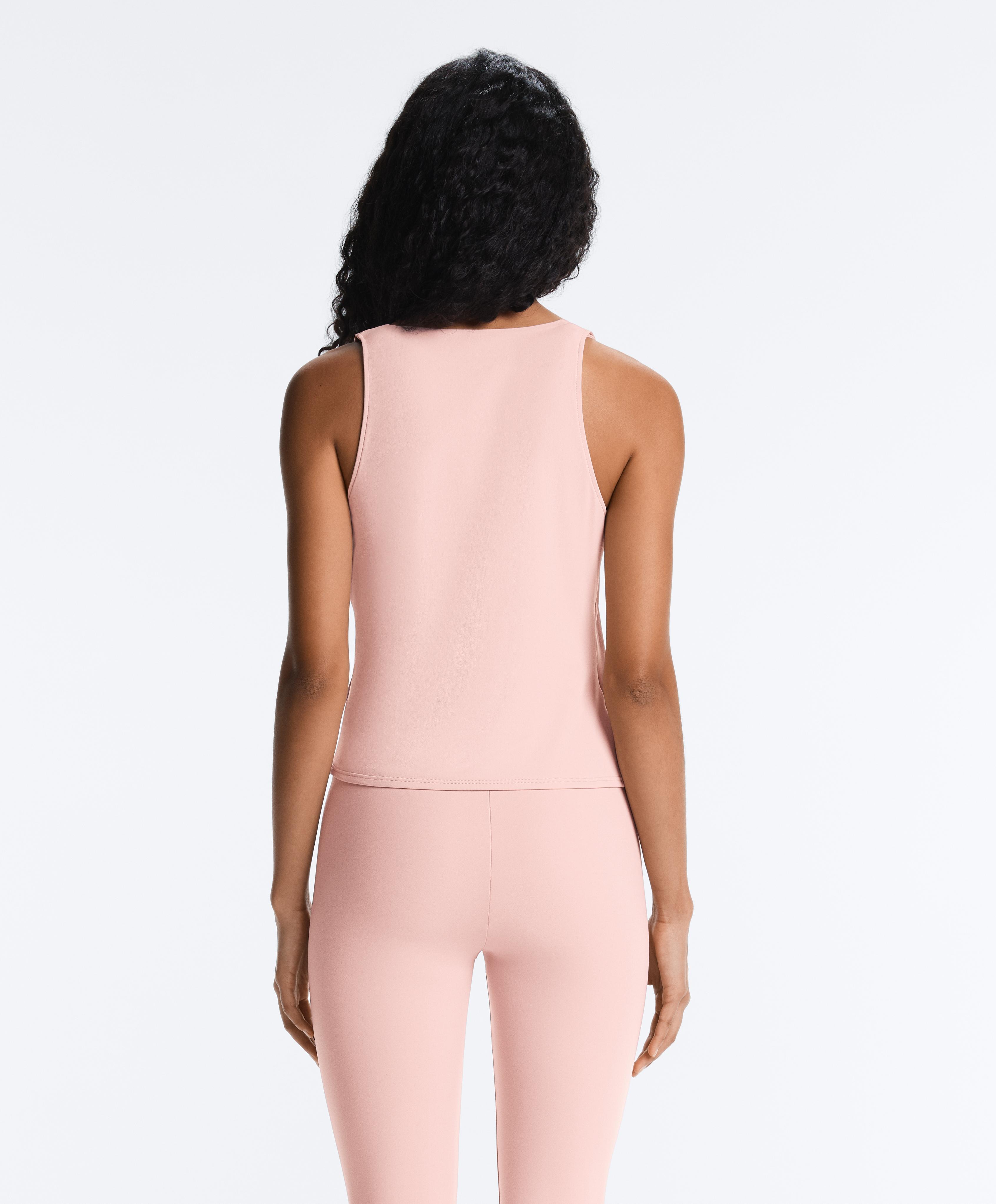 Cross-over sleeveless Comfortlux T-shirt — NUDE PINK
