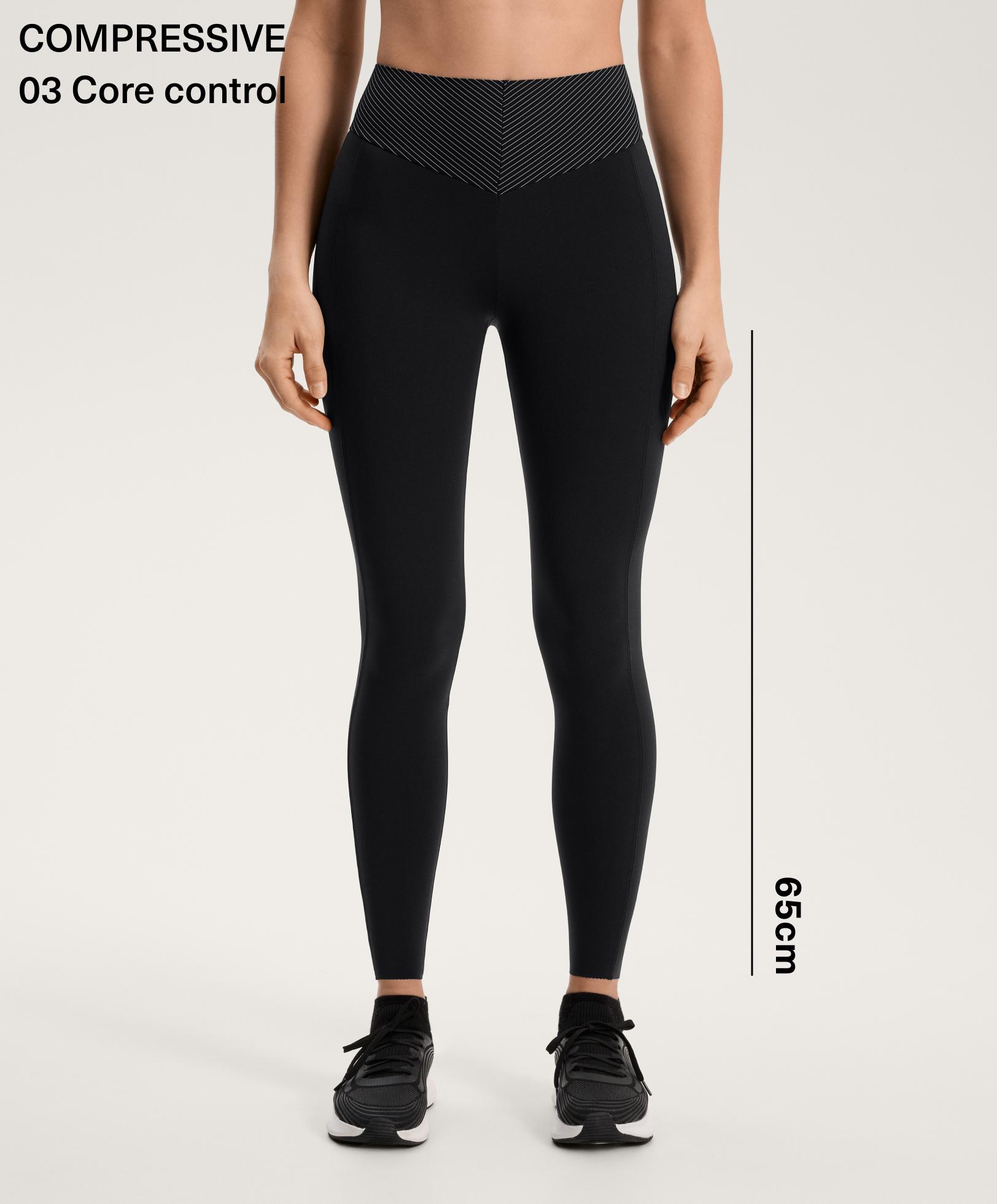 Basic high-rise Compressive striped ankle-length leggings 65 cm - Sale
