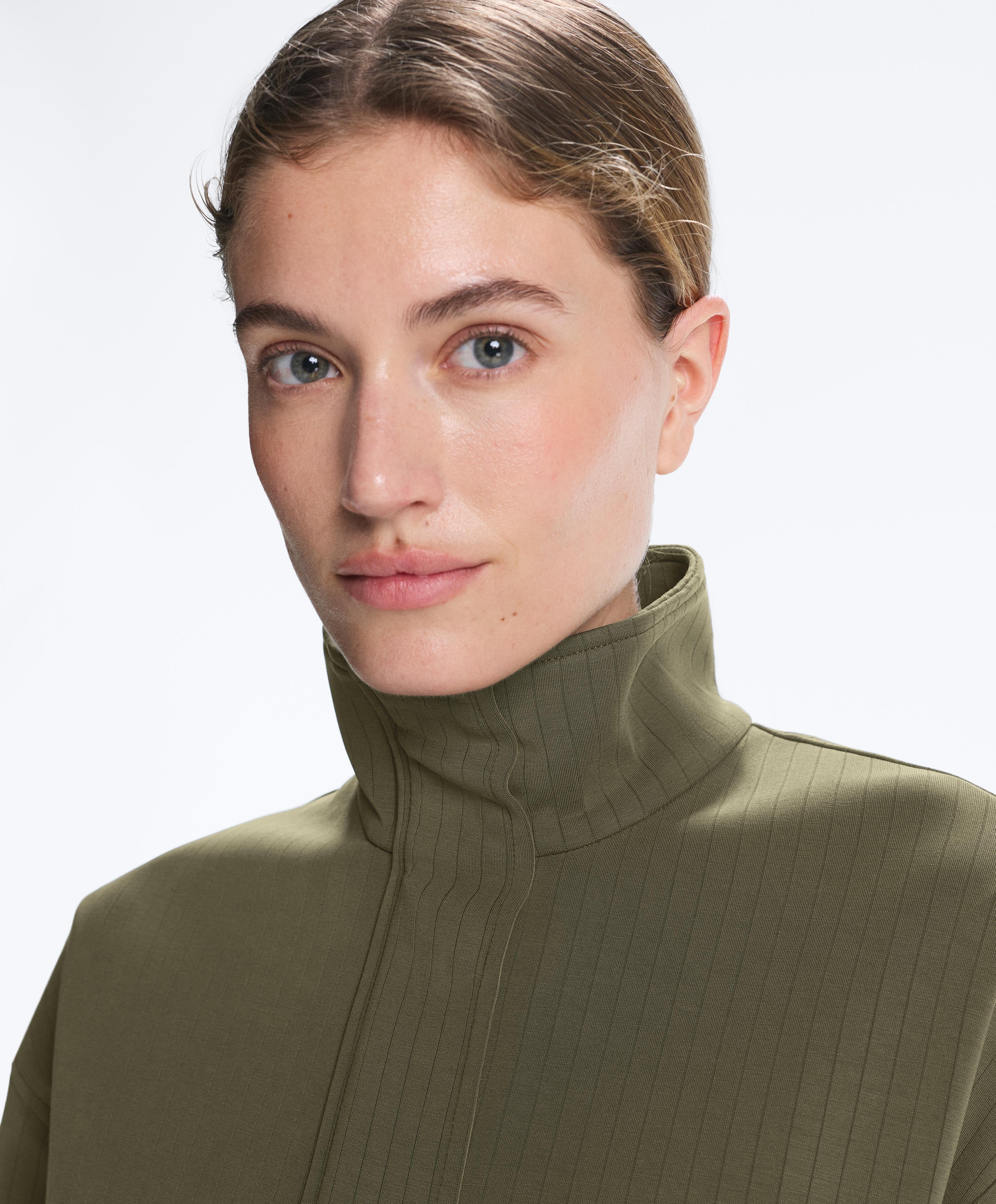 Long Utility jacket with soft-touch modal — KHAKI