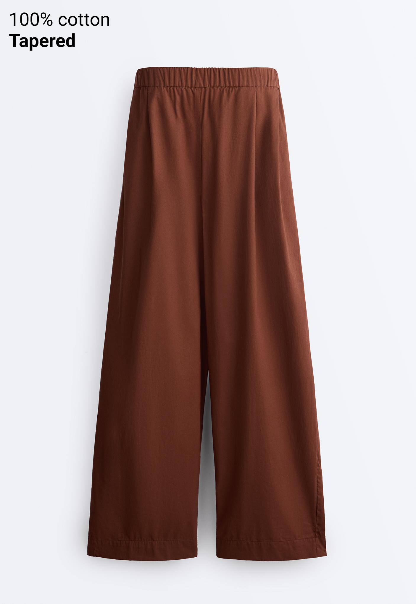 100% cotton tapered trousers — TERRACOTTA