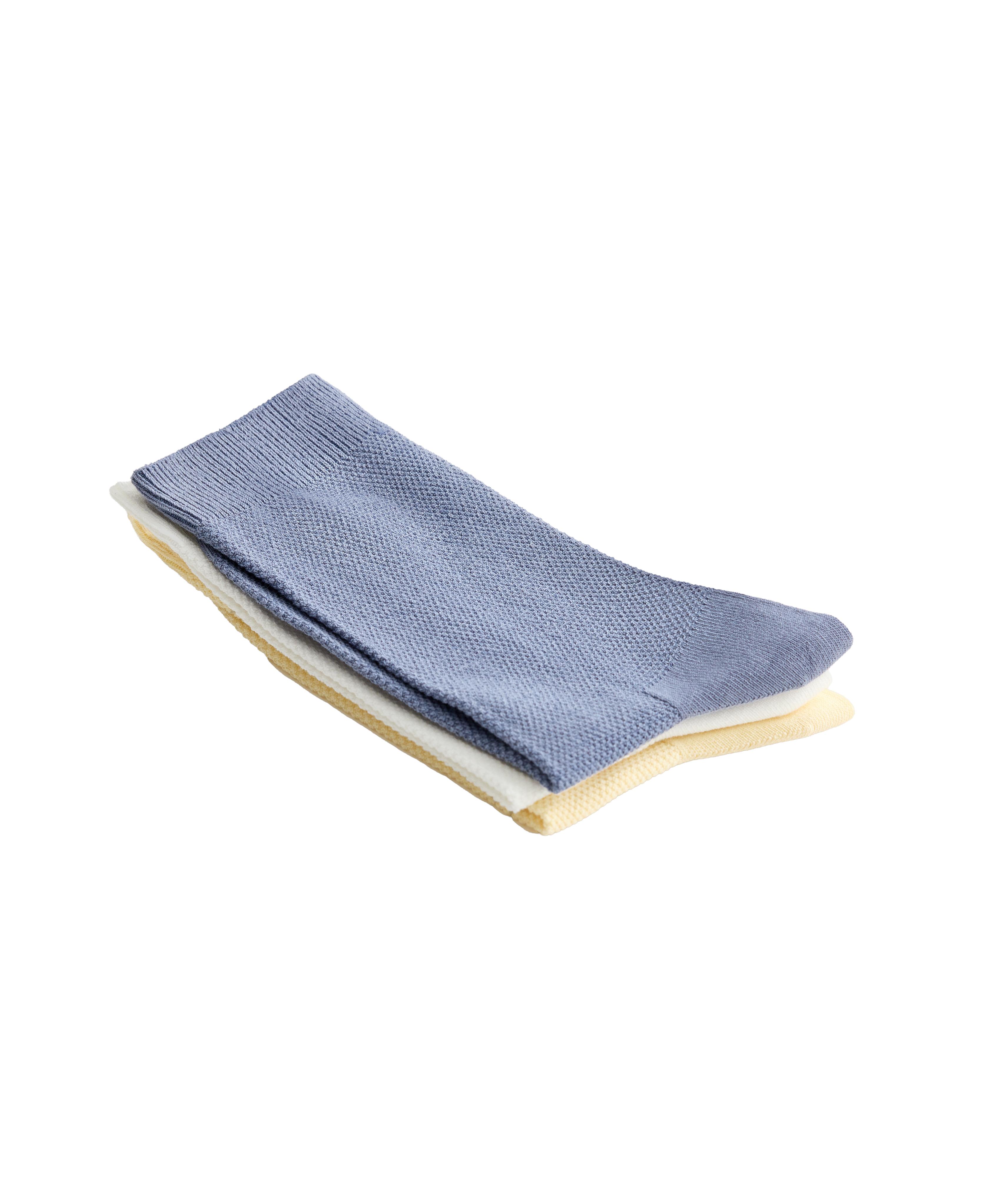 3 pairs of cotton blend classic pique socks — YELLOW