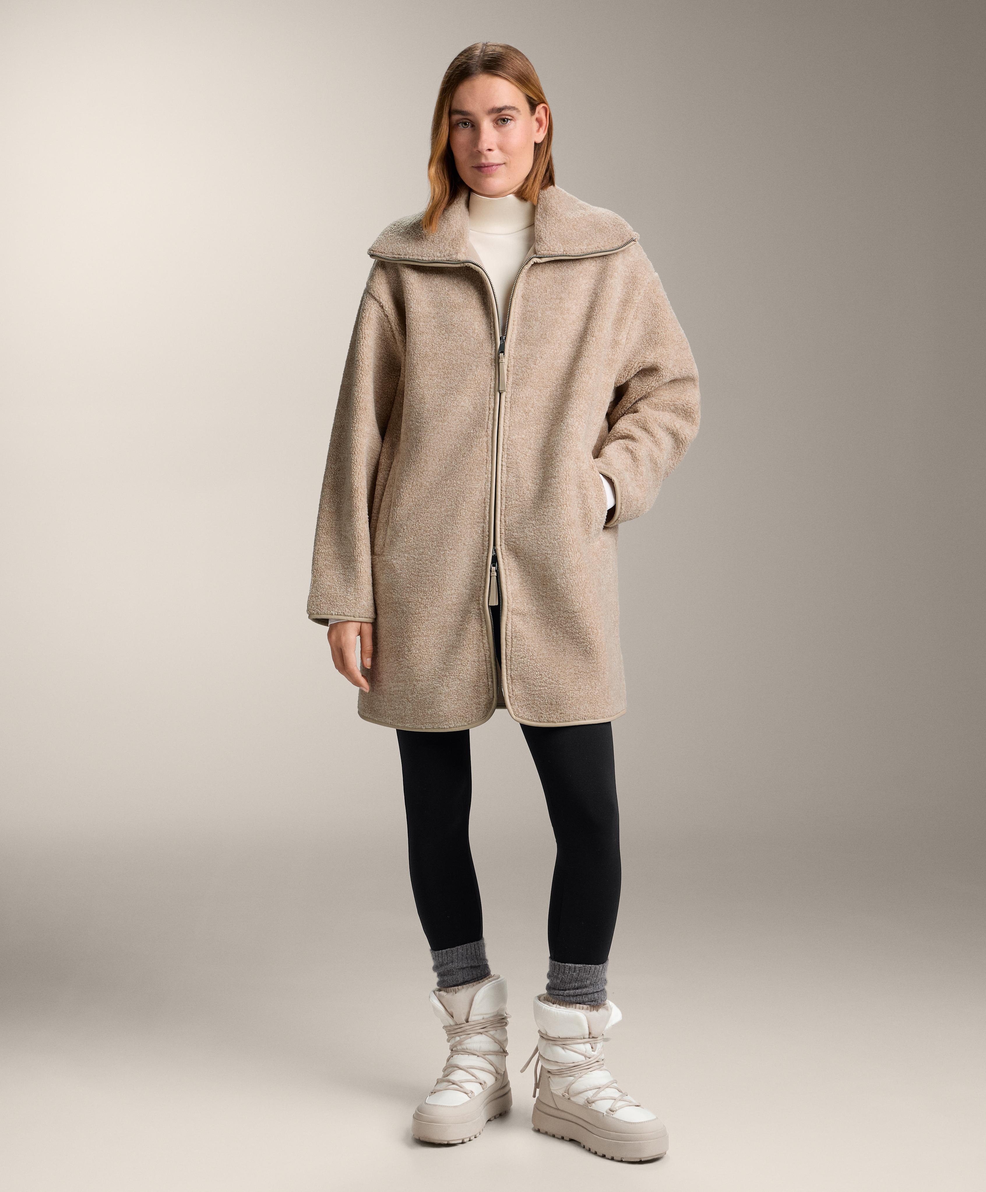 Long faux-shearling jacket — SAND MELANGE