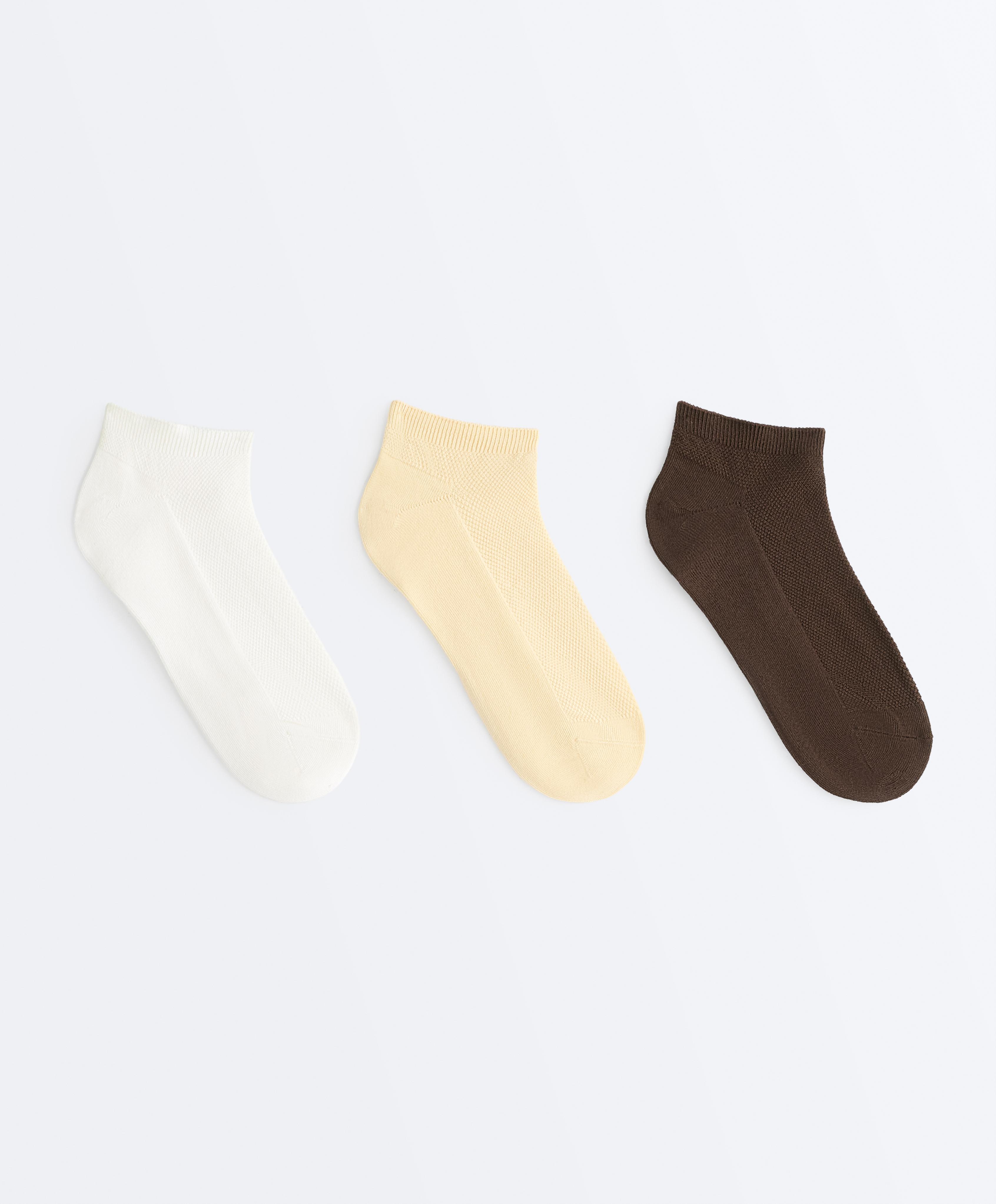 3 paires de chaussettes sneaker piqué mélange coton