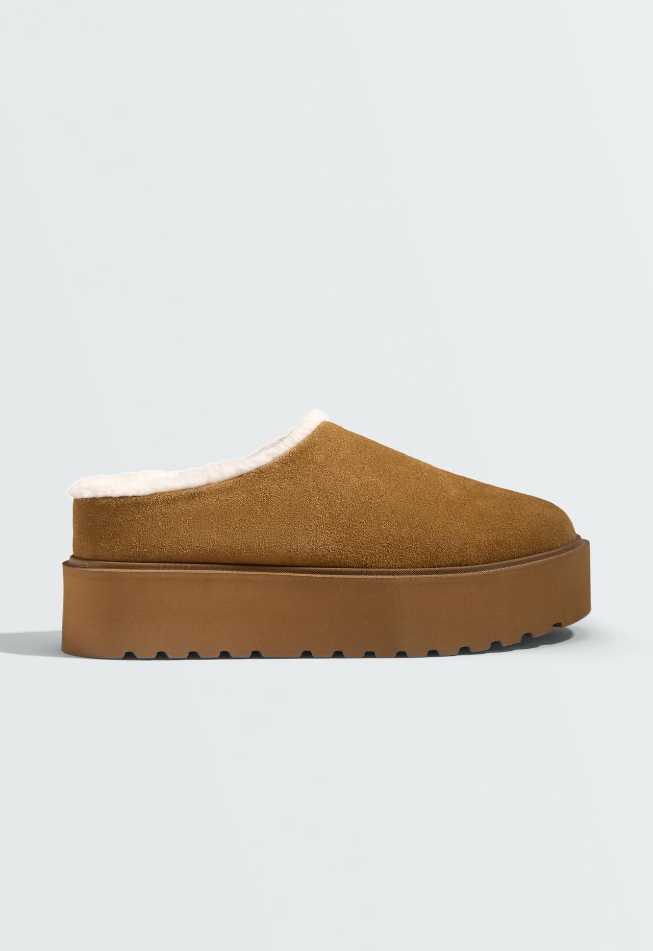 Suede faux-fur clog — MOLE