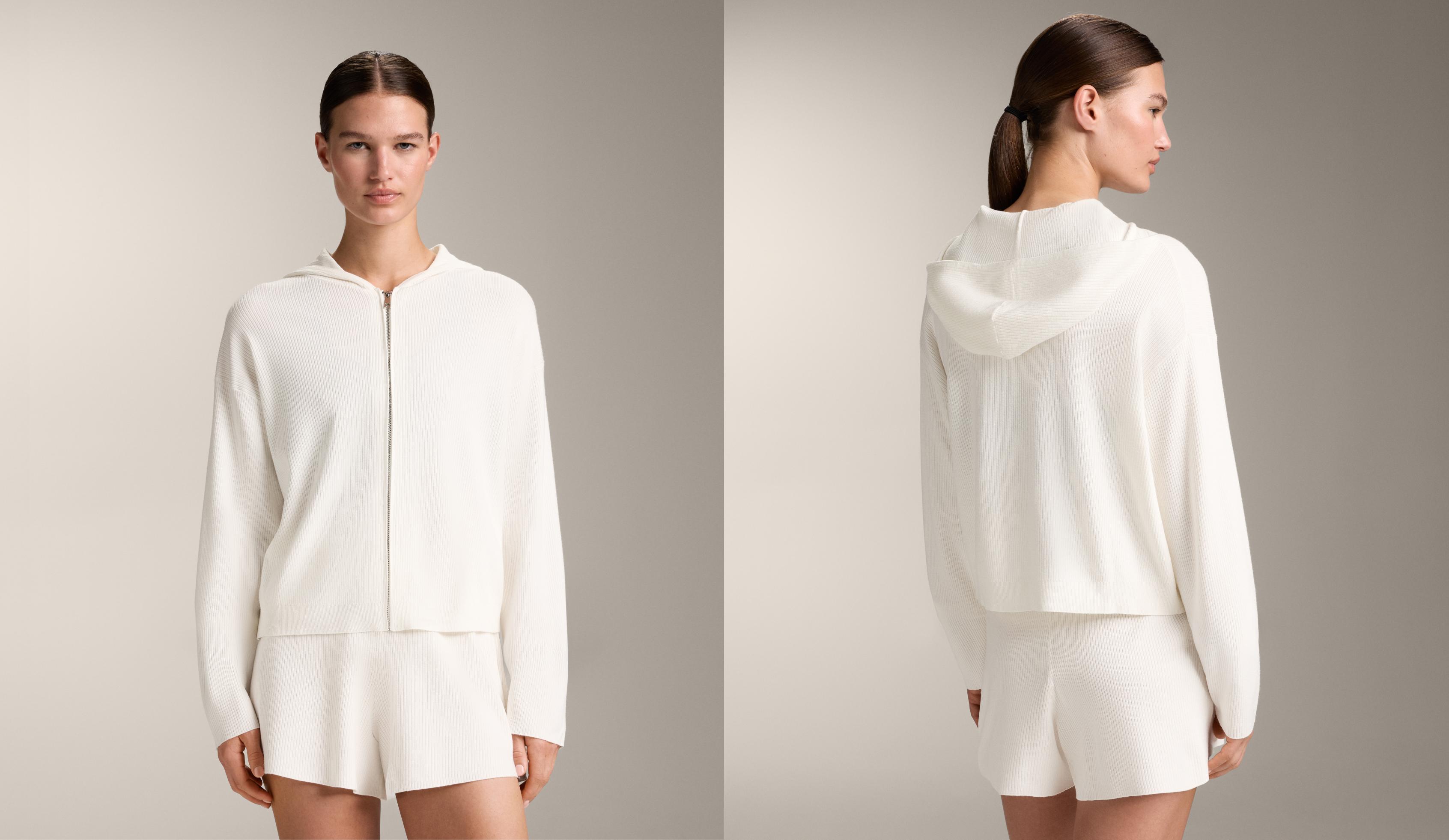 Washed knit hooded jacket — WHITE 