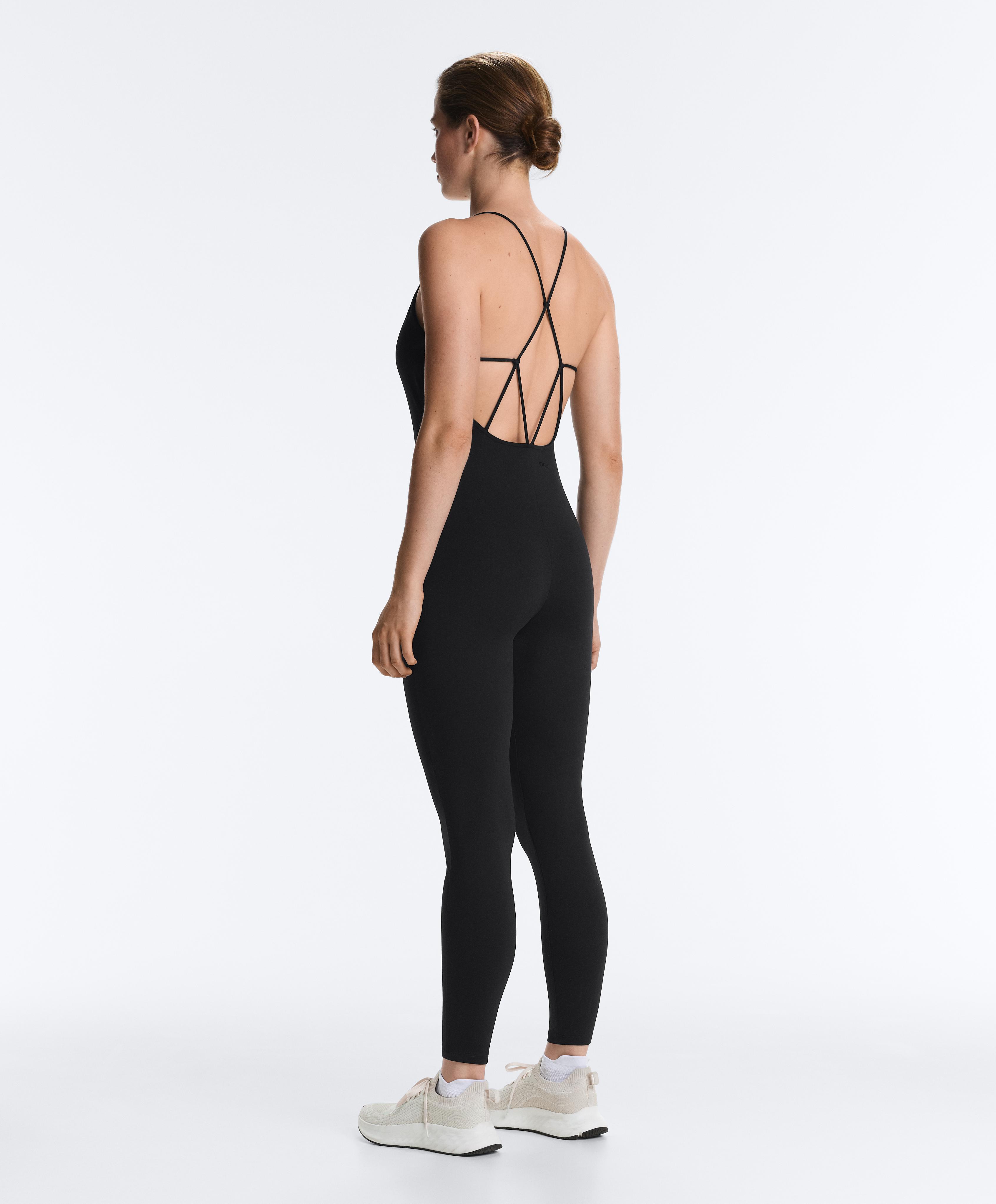 Comfortlux long jumpsuit with knots — BLACK