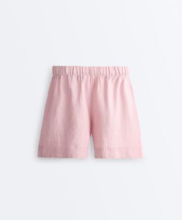 100% linen Bermuda shorts — DUSTY PINK 8