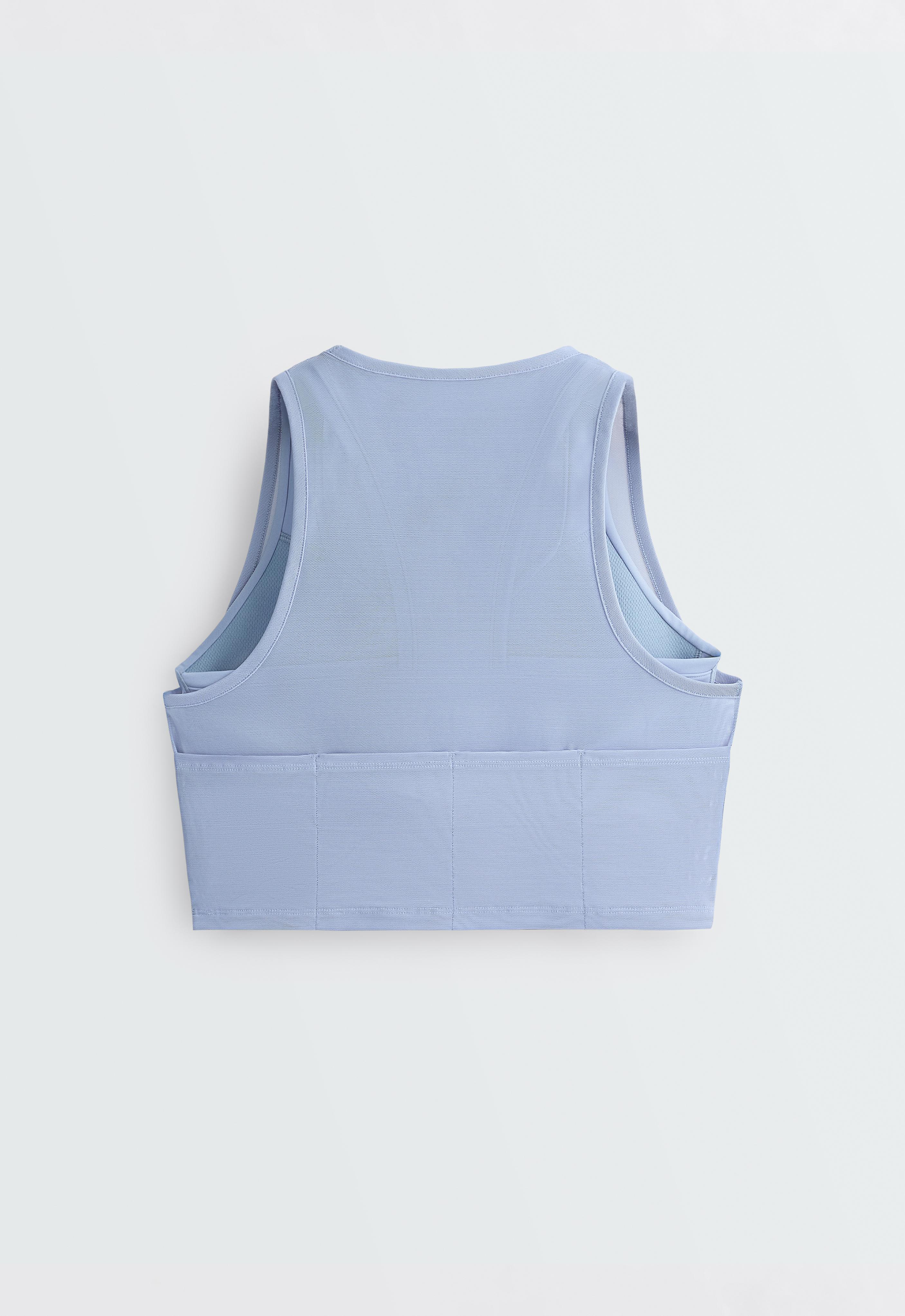 Sheer compressive tank top — MID GREY-BLUE