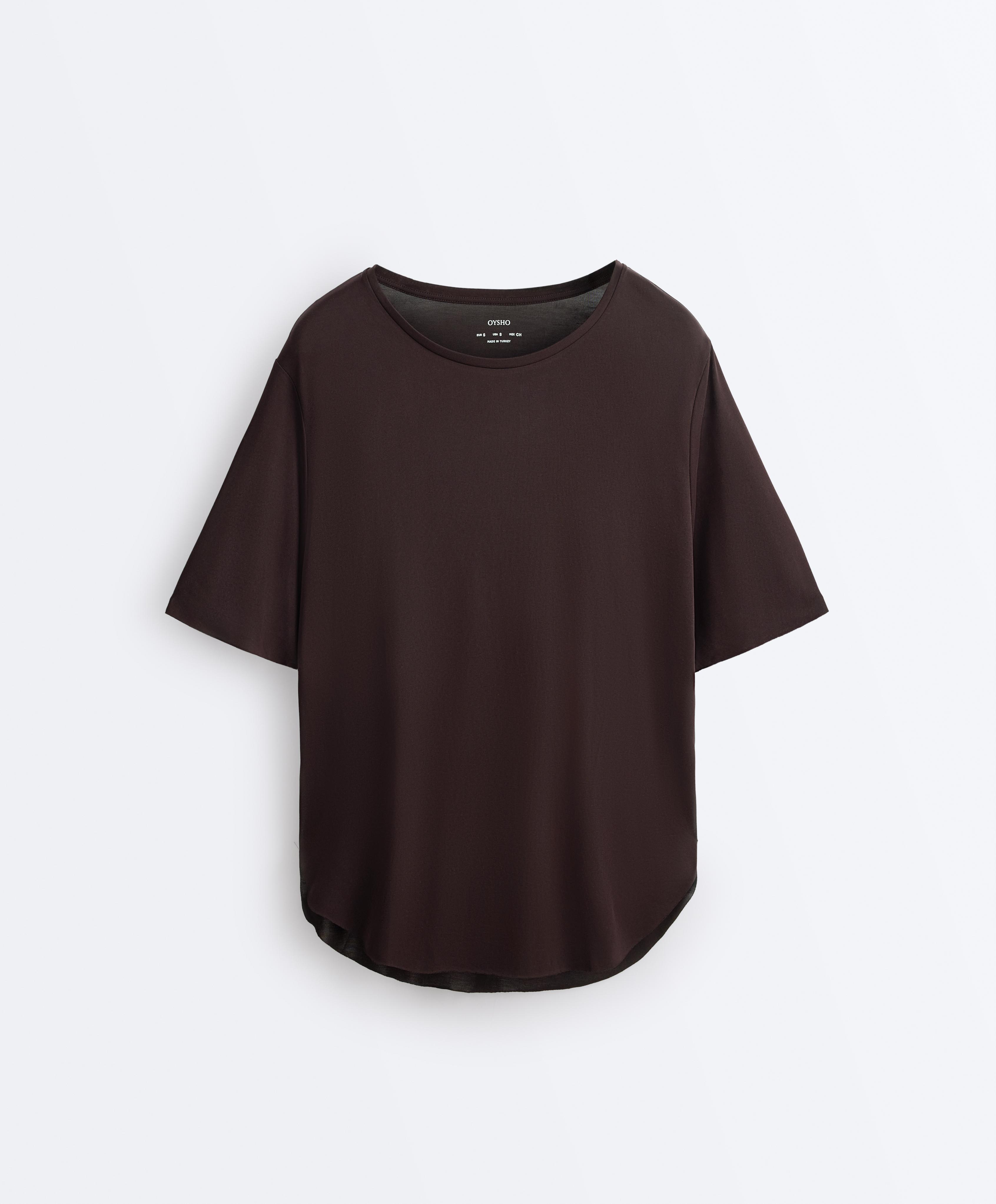 Modal blend short-sleeved T-shirt with rounded back hem