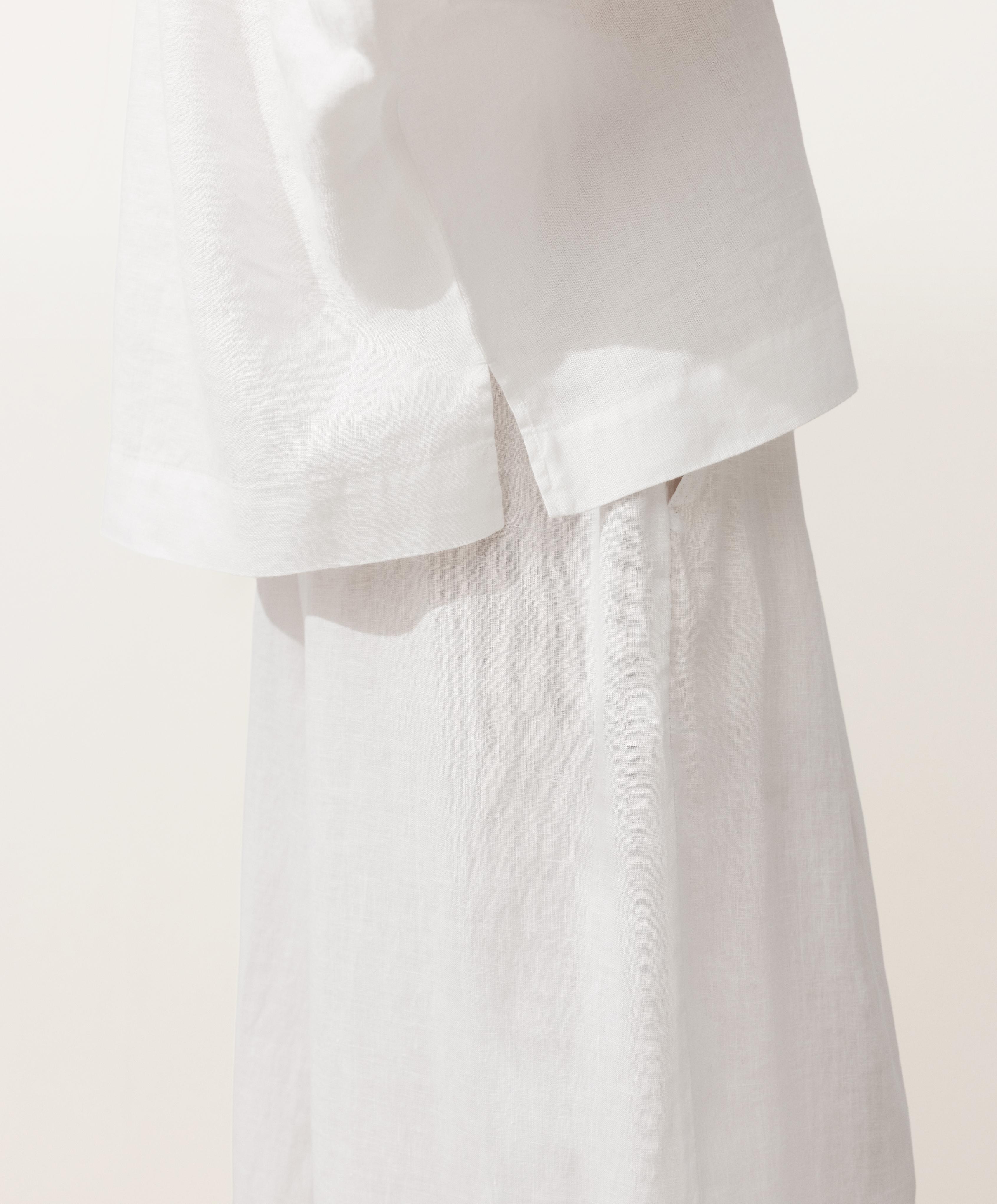 Oversize 100% linen polo shirt — WHITE