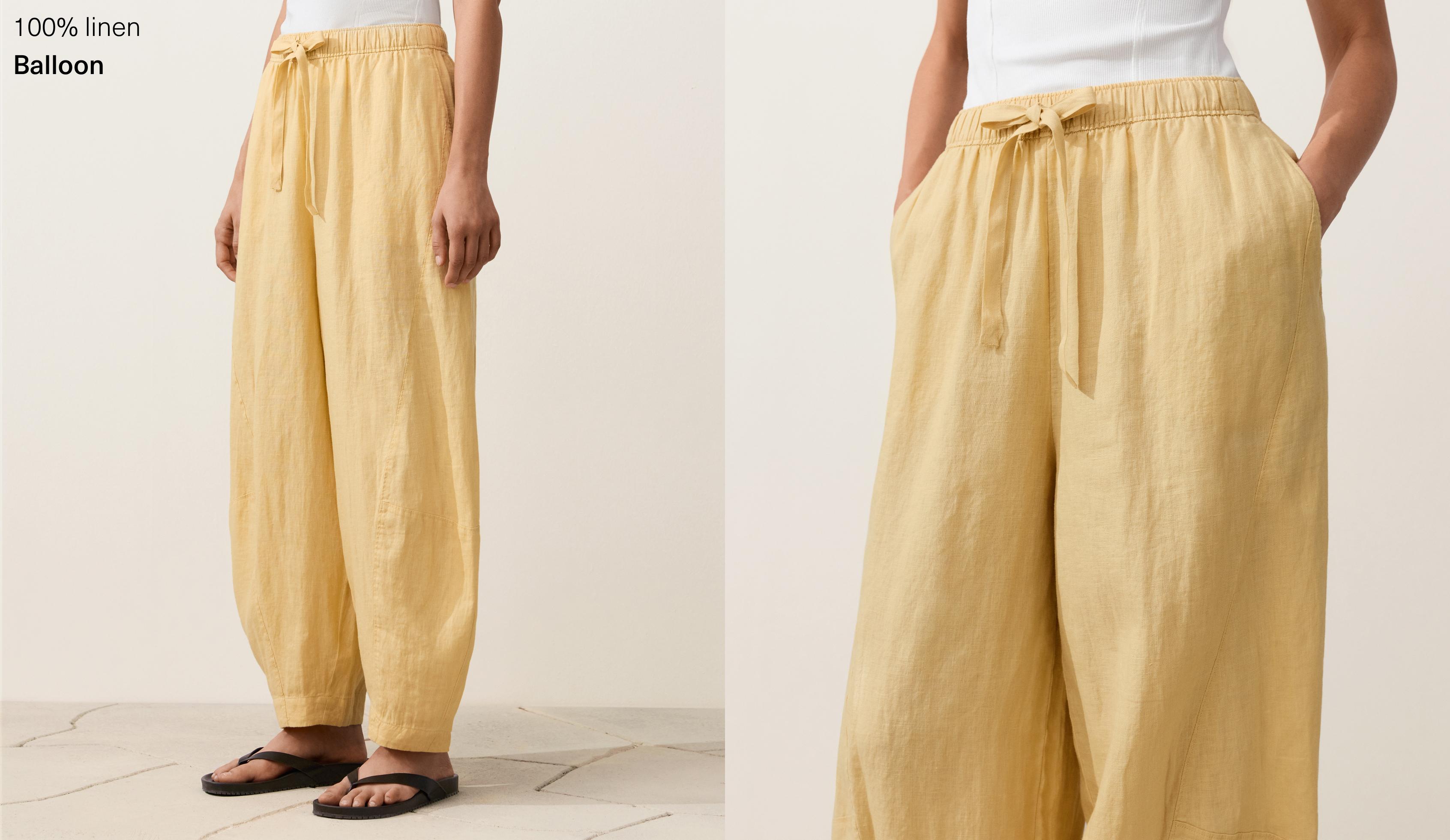 100% linen balloon trousers — WASHED YELLOW
