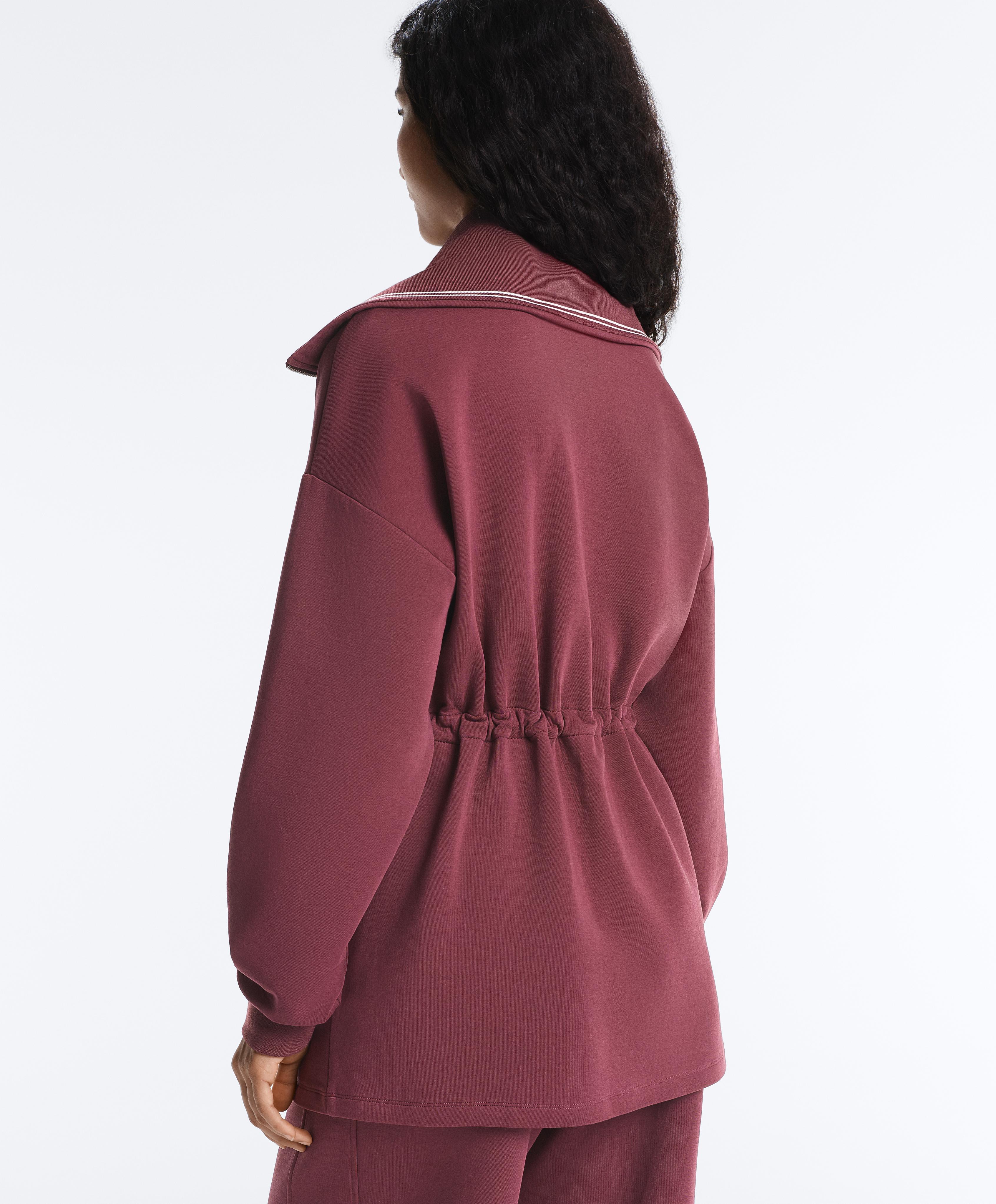Long cotton blend high-neck jacket — CHERRY