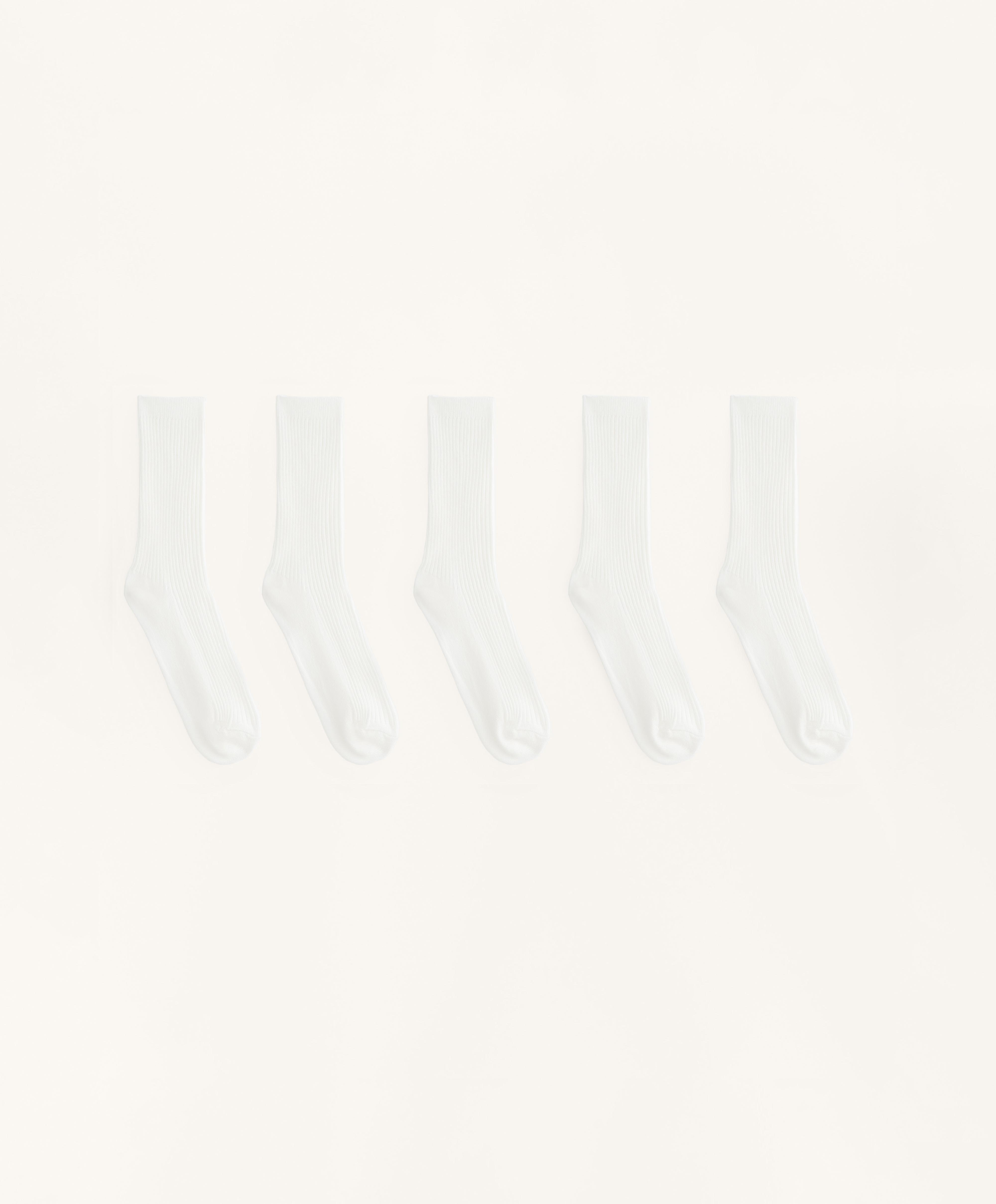 5 pairs of cotton blend classic socks — PALE ECRU