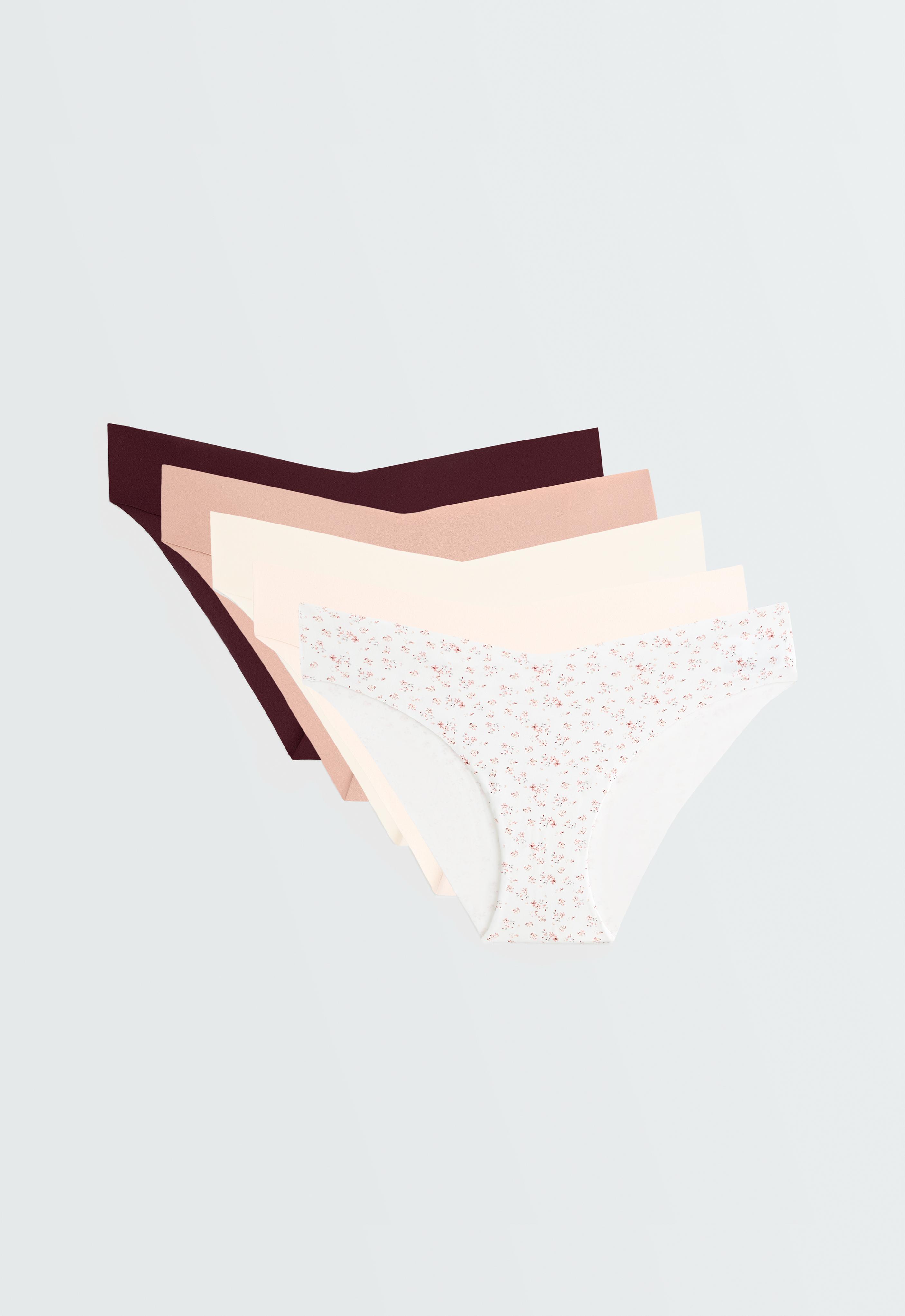 5 invisible laser-cut V-cut polyamide blend classic bikini briefs — SOFT PINK
