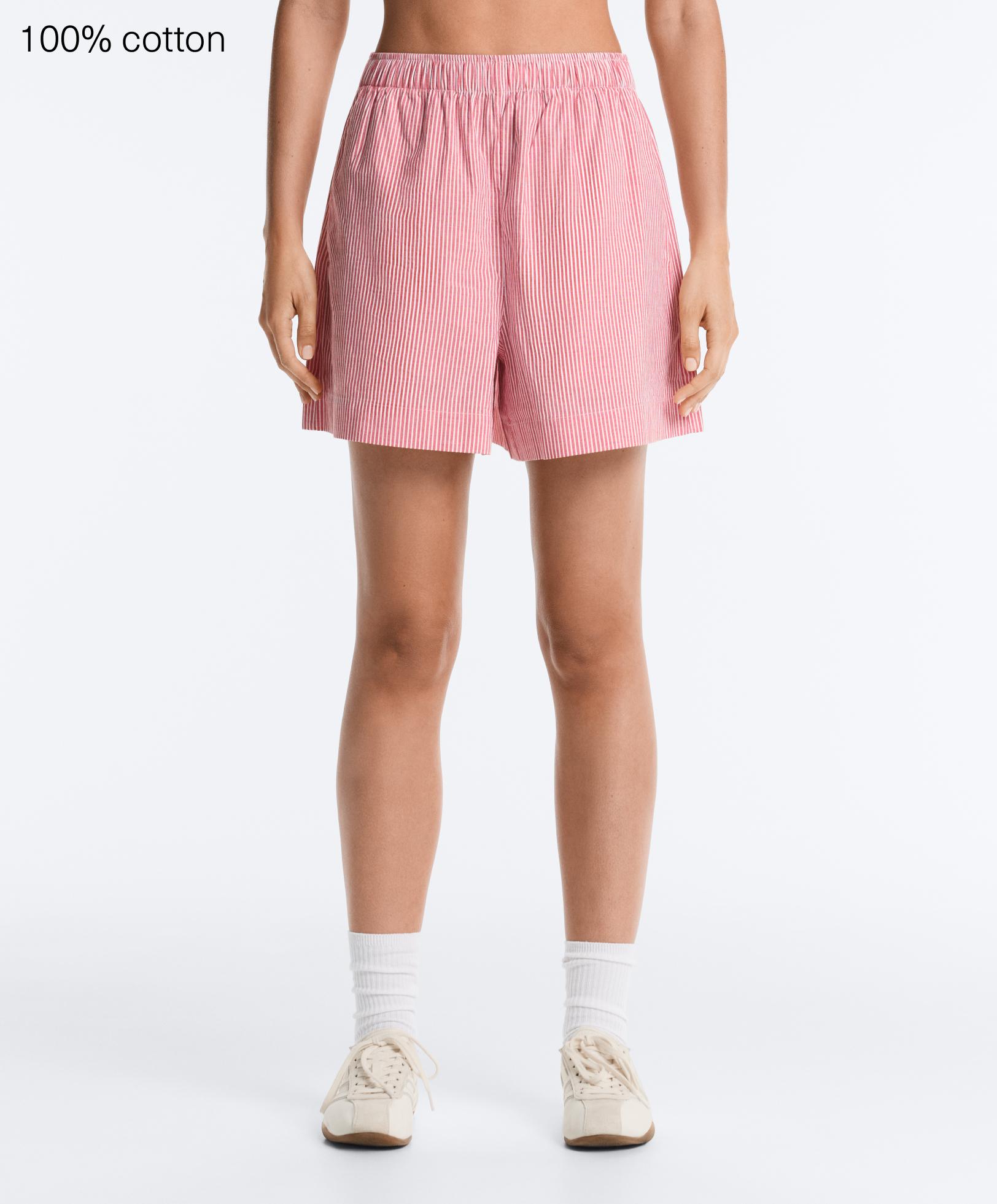 Striped 100% cotton shorts Striped 100% cotton shorts