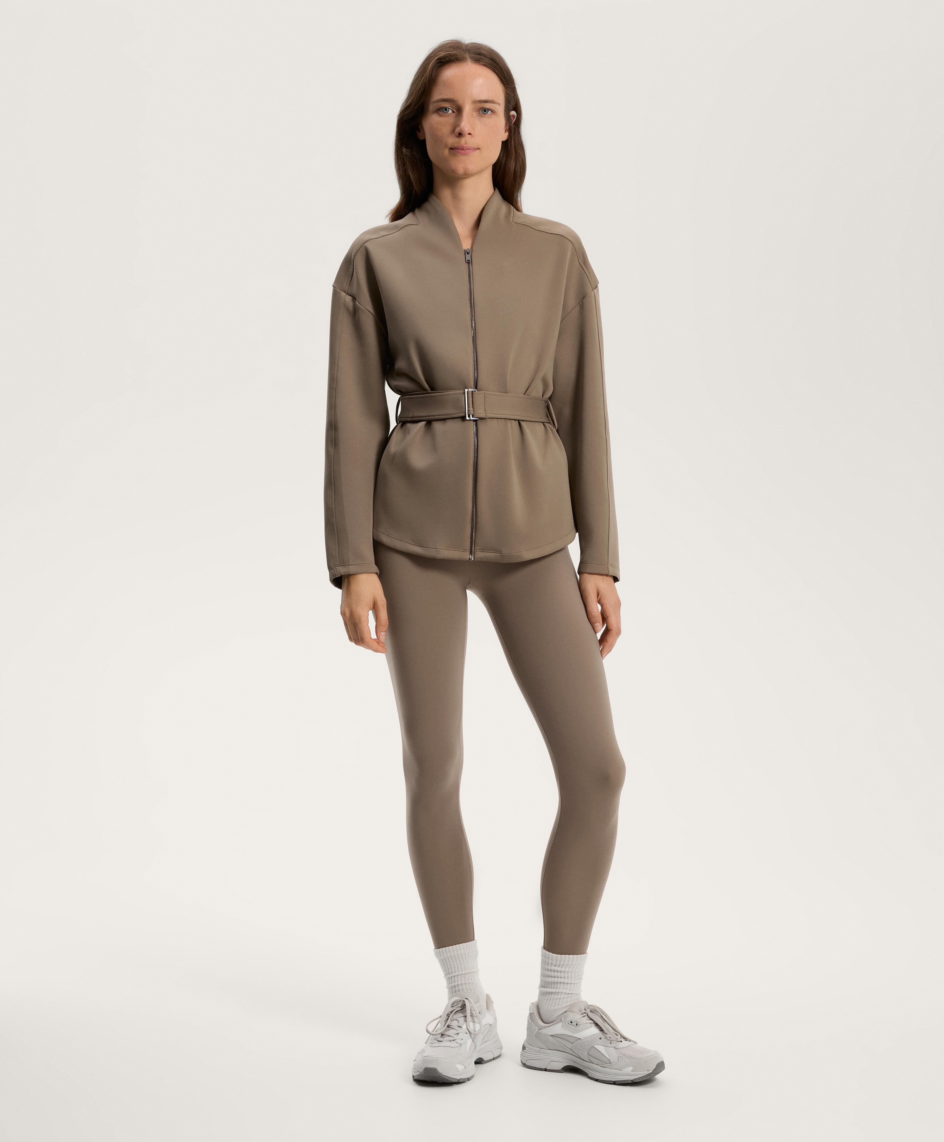 Chaqueta efecto neopreno con cinturón - Rebajas