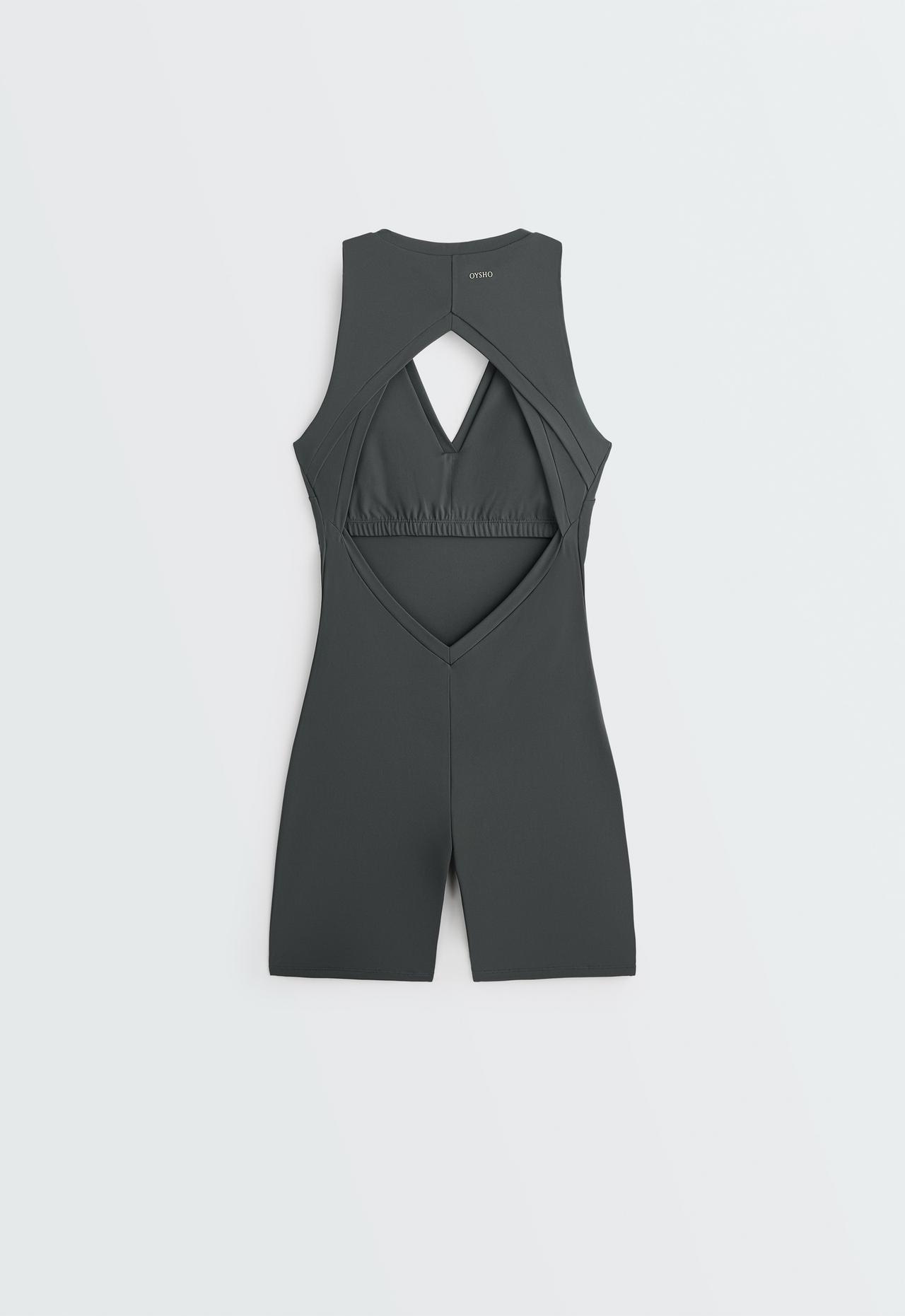 Open-back Comfortlux short jumpsuit — STEEL GREY