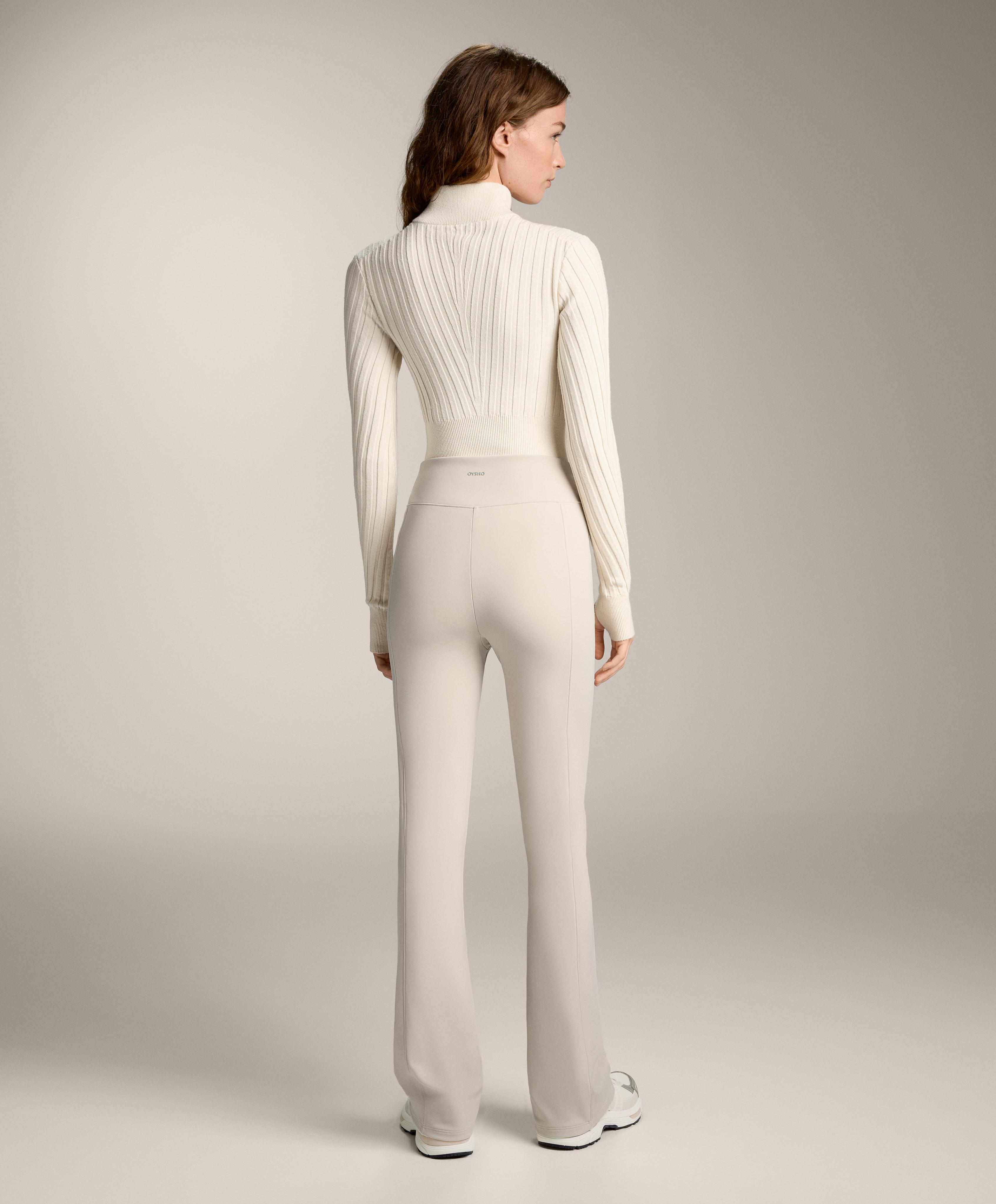 High rise warm flare trousers with pockets — PALE MINK
