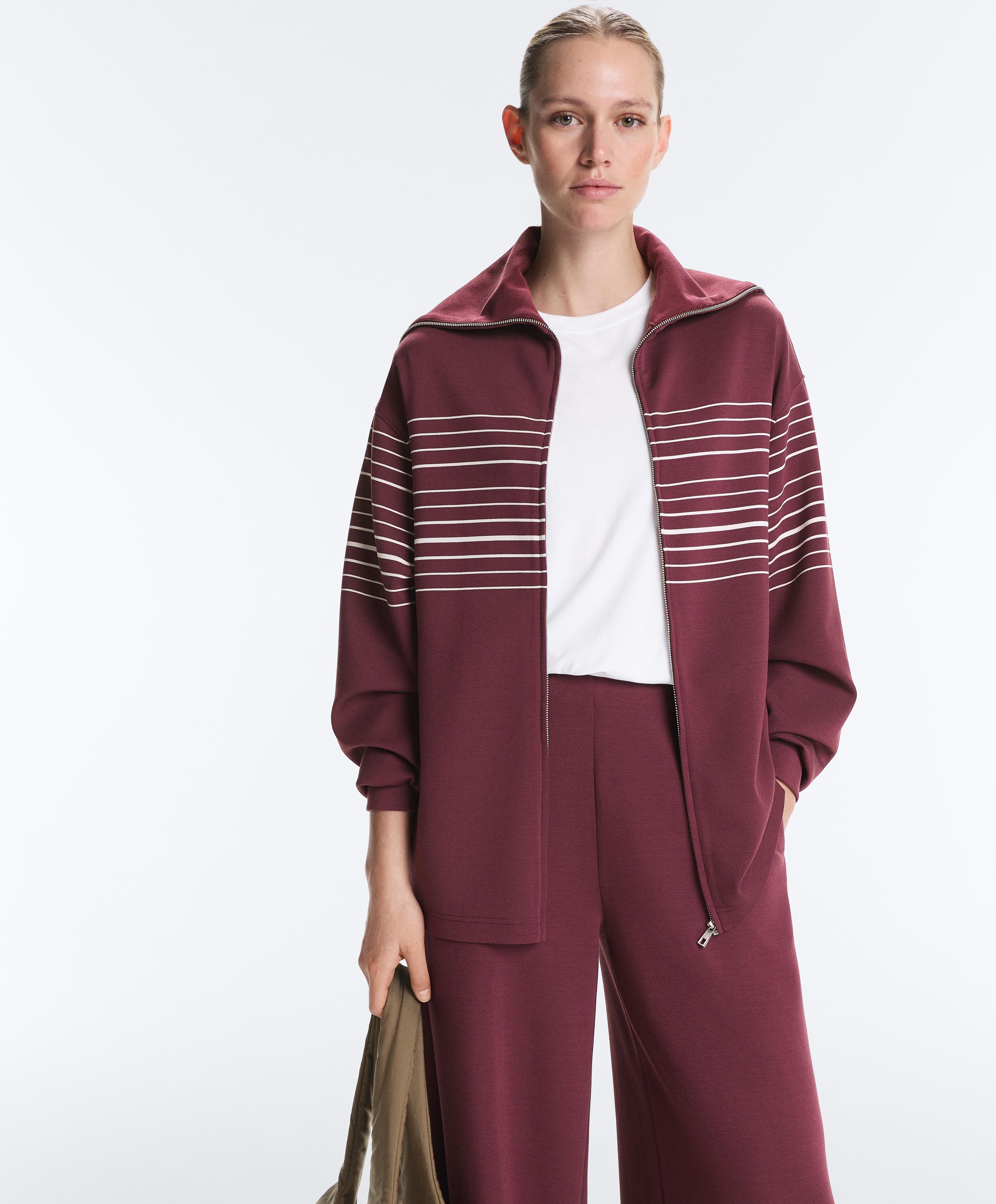 Long sailor stripe jacket with soft-touch modal — CHERRY