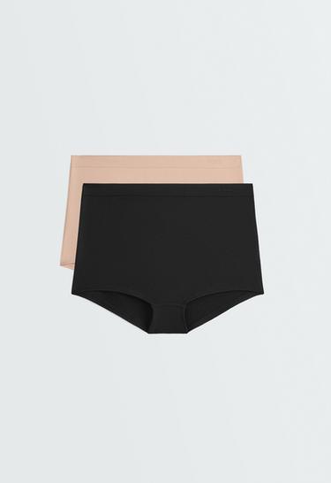 2 seamless soft-touch shortie briefs — BLACK 1