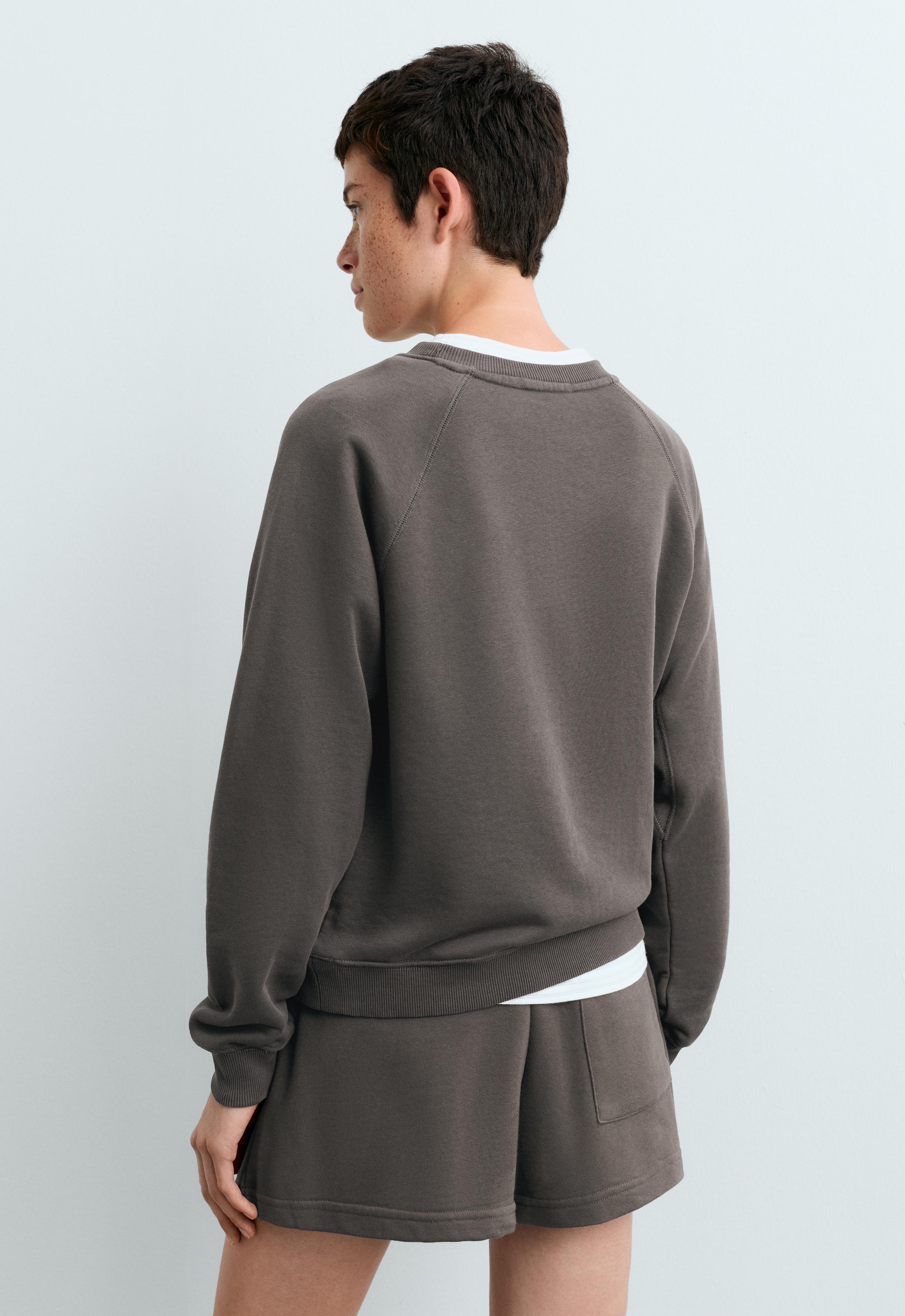 Cotton-blend crew neck sweatshirt — ANTHRACITE