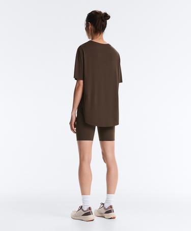 Modal blend short-sleeved rounded back T-shirt — DARK BROWN 6