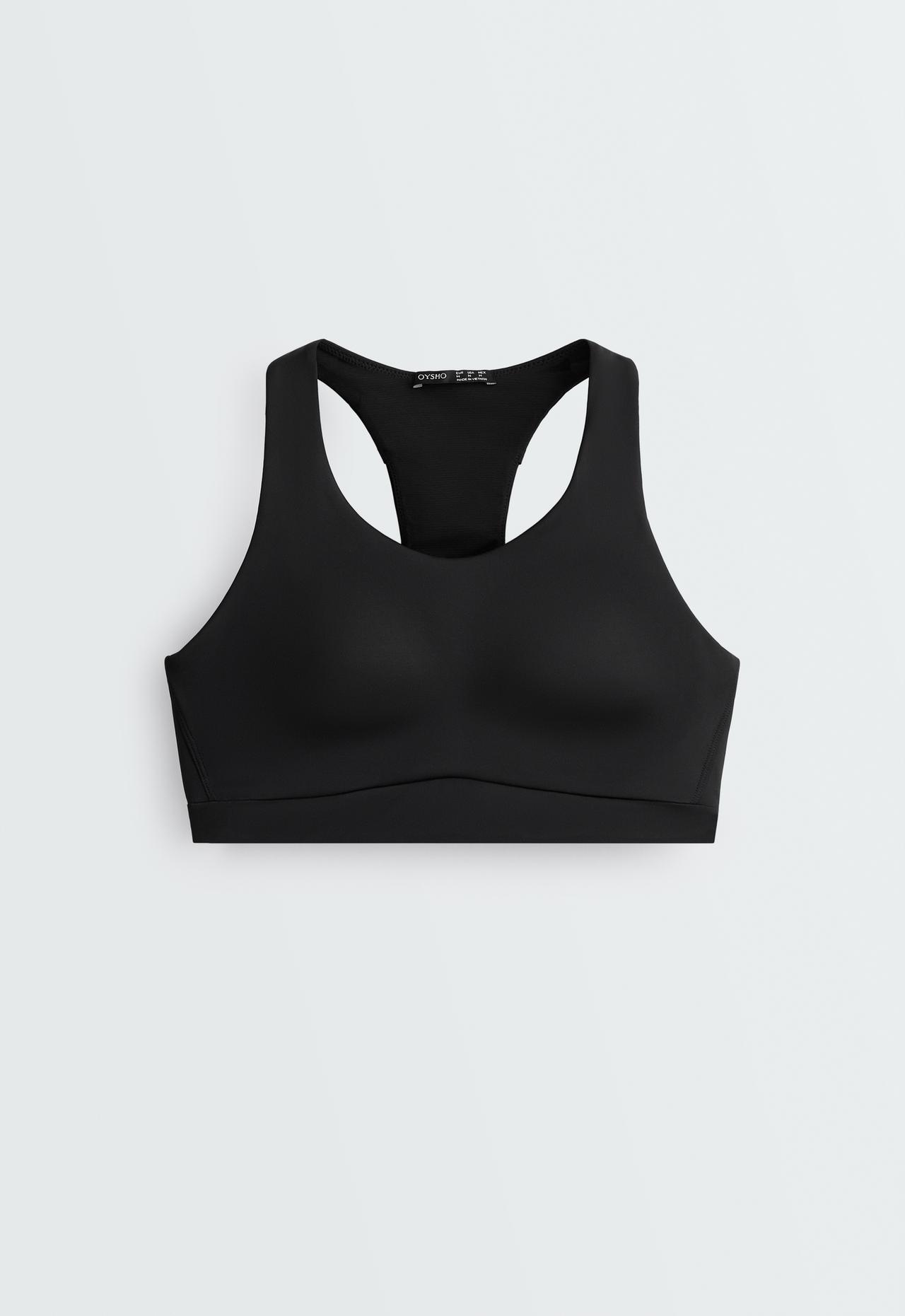 Rapid Dry medium support sports bra with pockets — BLACK