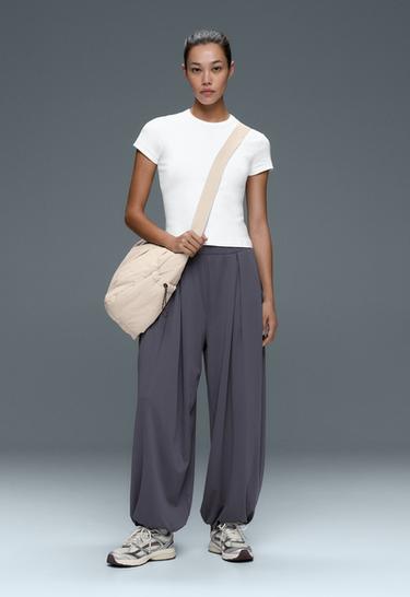 Comfortlux high-waisted pleated joggers — BLUE-GREY 1