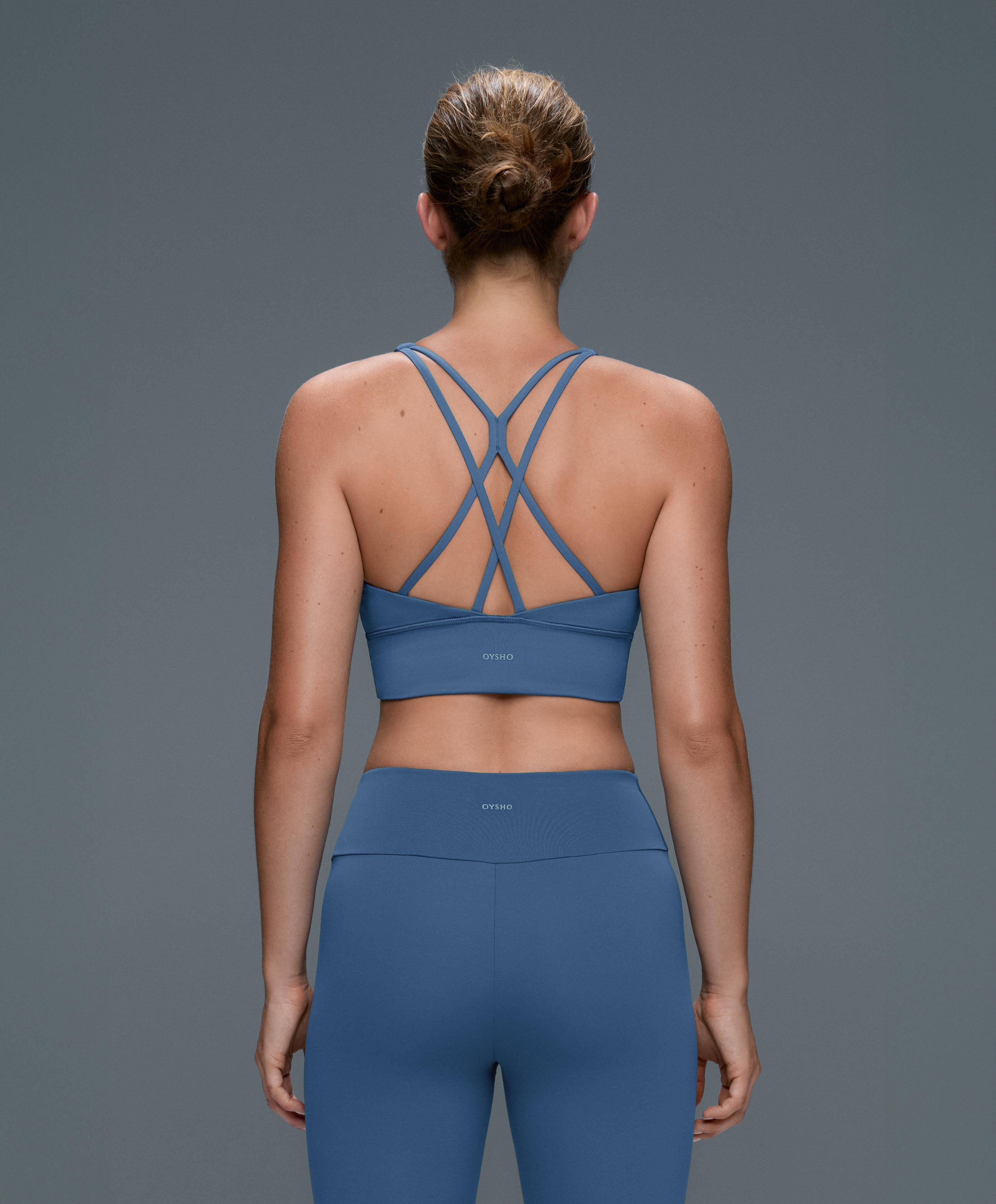 Medium-support Comfortlux sports bra with cups — MID GREY-BLUE